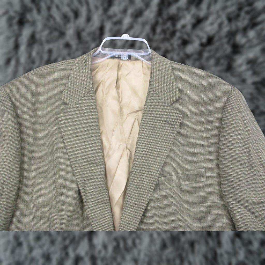 Chaps Chaps Sport Coat Men 46R Brown Wool Tweed Check Two-Button Notch Lapel blazer Jacket Regular Fit Size 46R - 1 Thumbnail