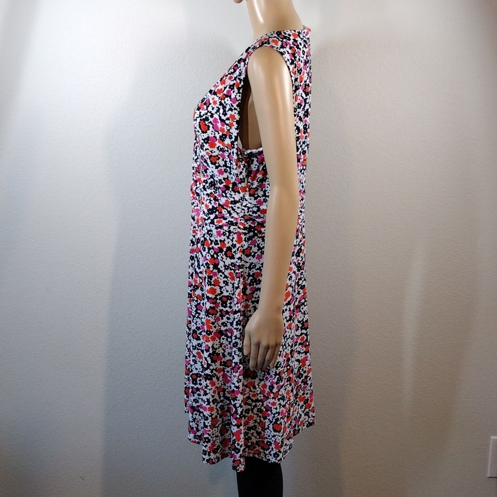Tommy Hilfiger Tommy Hilfiger Navy Pink Orange Floral Flower Stretchy Dress Size XL / US 12-14 / IT 48-50 - 4 Thumbnail