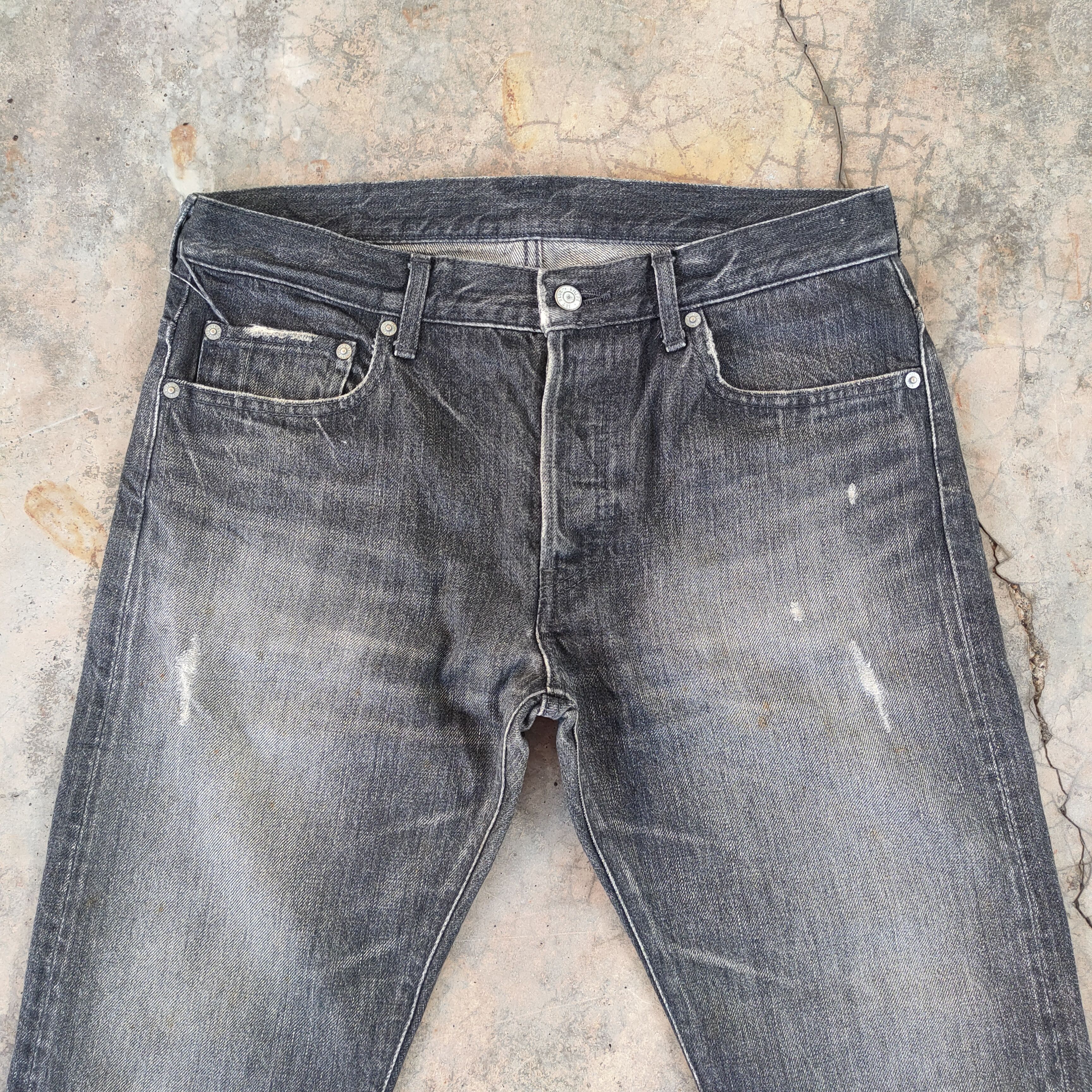 Jean × Ships Jet Blue × Vintage VINTAGE SHIP BUTTONFLY FADED RIPPEP BLACK JEAN PANTS Size US 32 / EU 48 - 3 Thumbnail