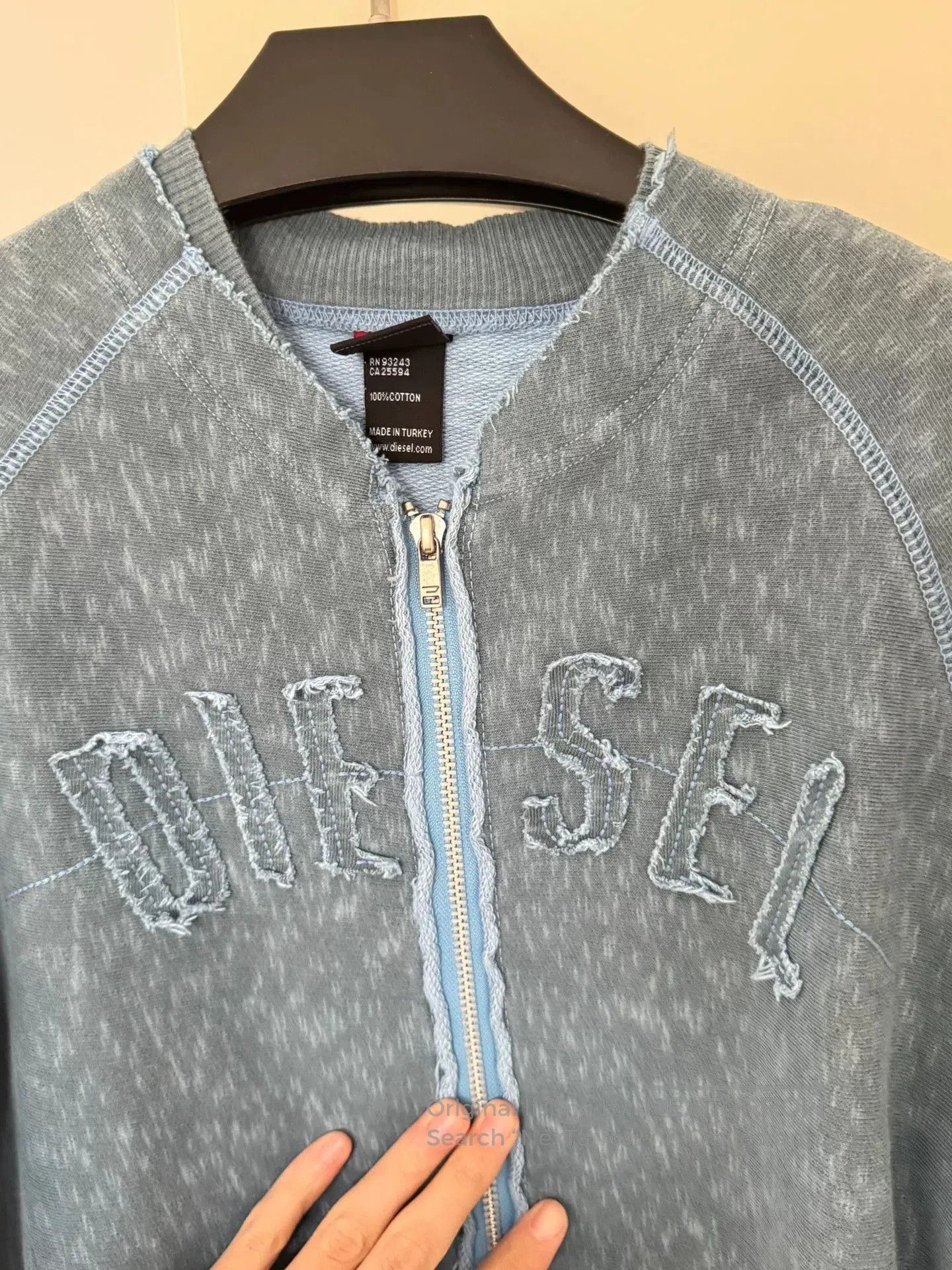 Diesel Diesel Distressed Collarless Sweatshirt Jacket. Size L / US 10 / IT 46 - 5 Thumbnail