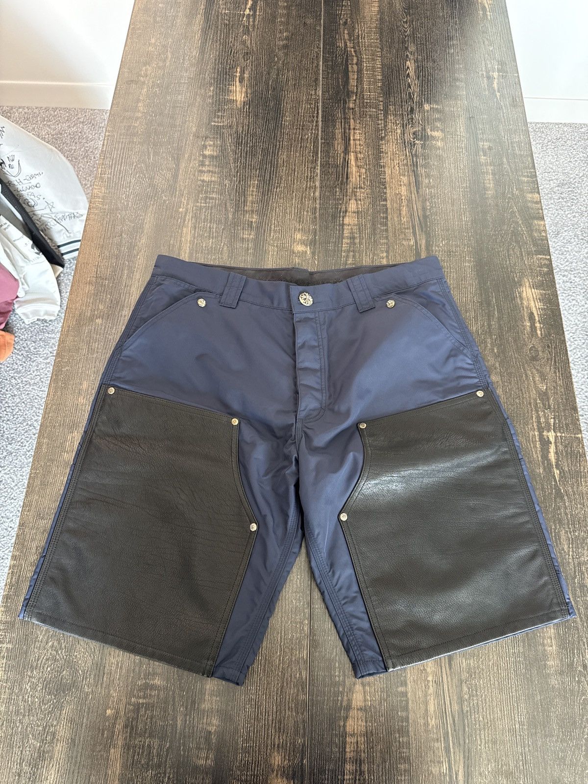 Chrome Hearts Chrome Hearts Half Leather Half Nylon Shorts Size US 36 / EU 52 - 1 Thumbnail