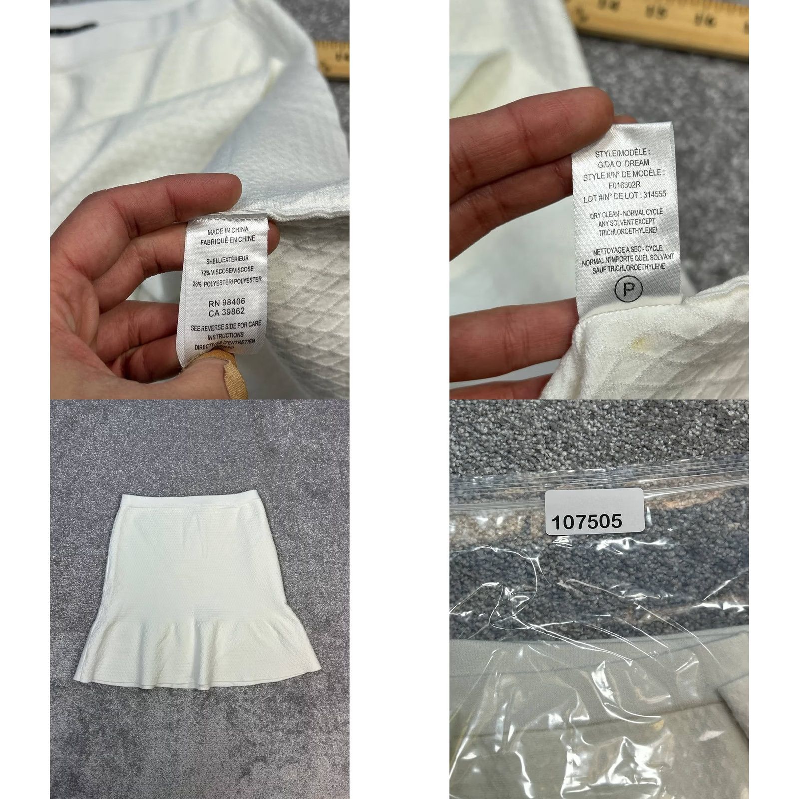 Theory Theory Mini Skirt Womens Small Petite White A Line Diamond Textured Peplum Hem Skirt Short White Womens Theory Size 28" / US 6 / IT 42 - 8 Thumbnail