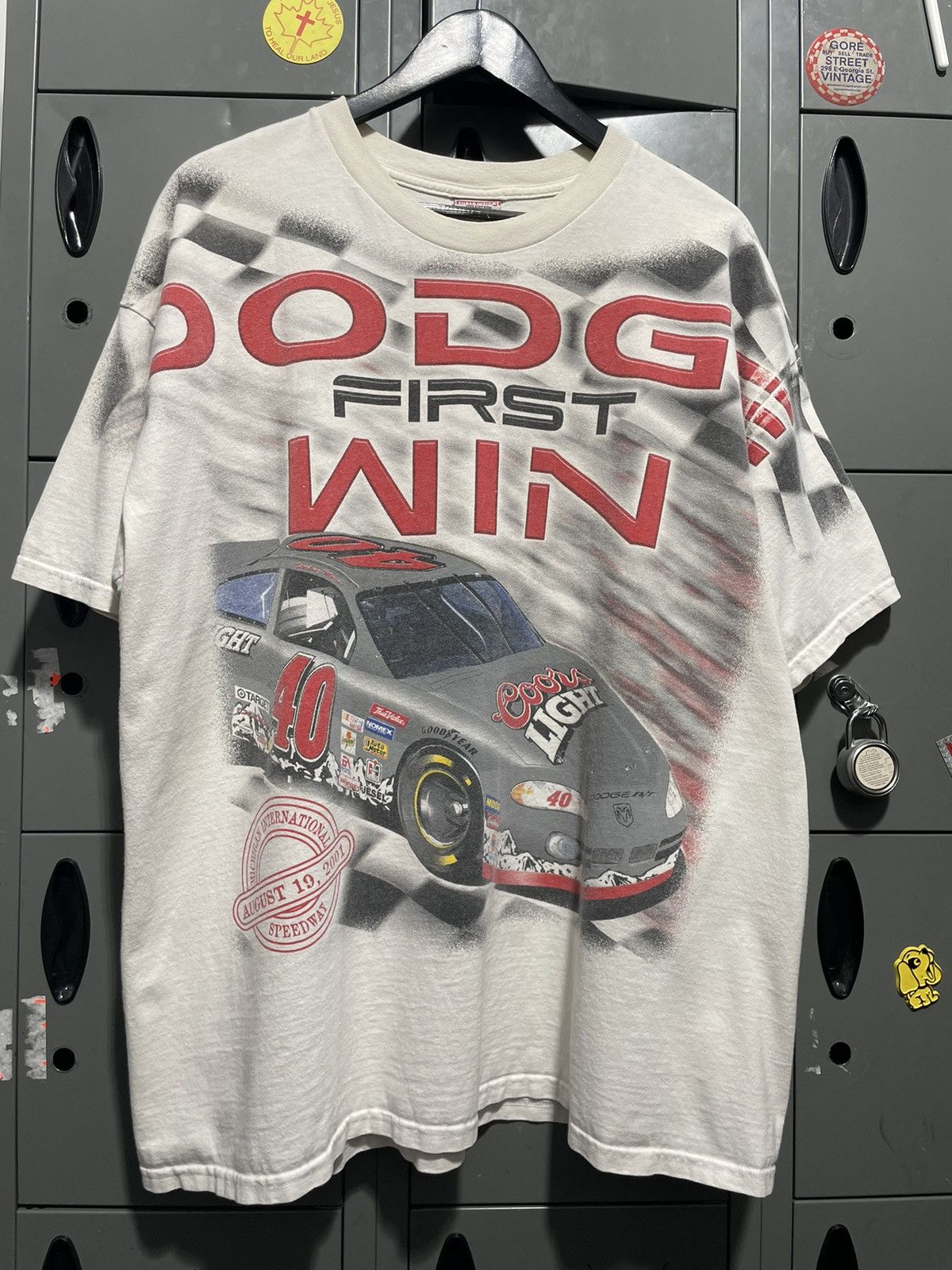 image of 2001 Nascar Vintage Shirt Aop Dodge Racing Coors Silver Car in White, Men's (Size XL)