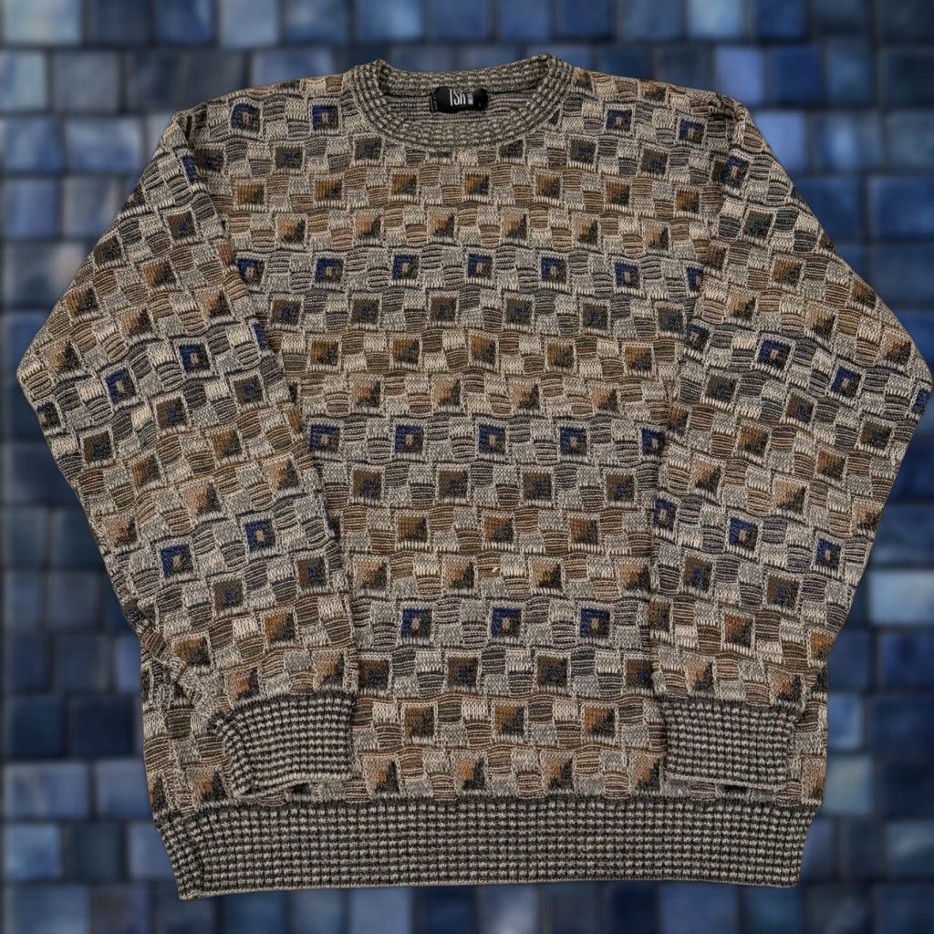 Vintage VINTAGE TSR Mens Sweater Geometric Textured Crew Neck Sz L Grunge 80s 90s Made in USA Mens Size US L / EU 52-54 / 3 - 1 Thumbnail