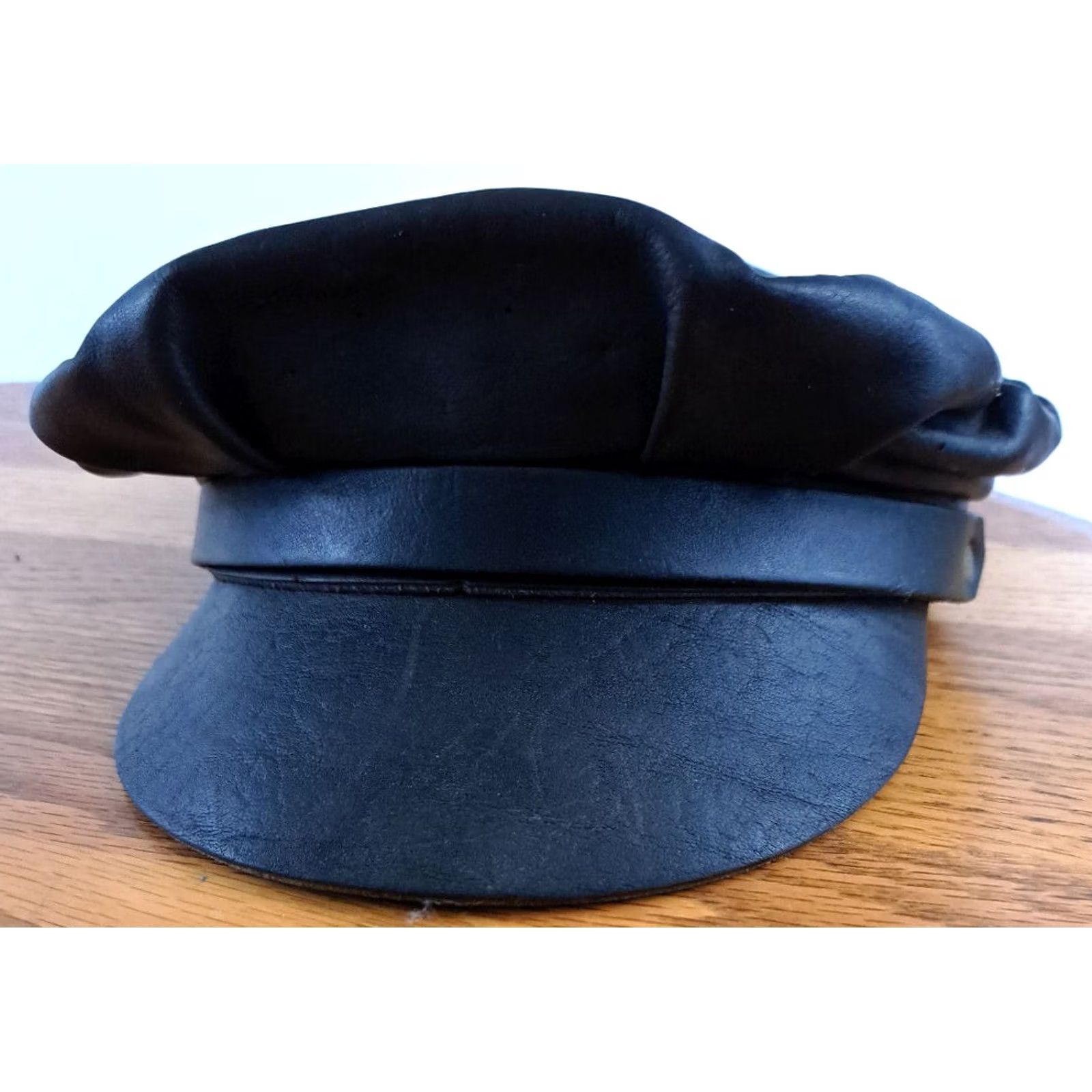 Vintage Vintage Genuine Leather Motorcycle Cabbie Hat Fitted small Size Black Panther Unisex Adults Casual Size ONE SIZE - 4 Thumbnail