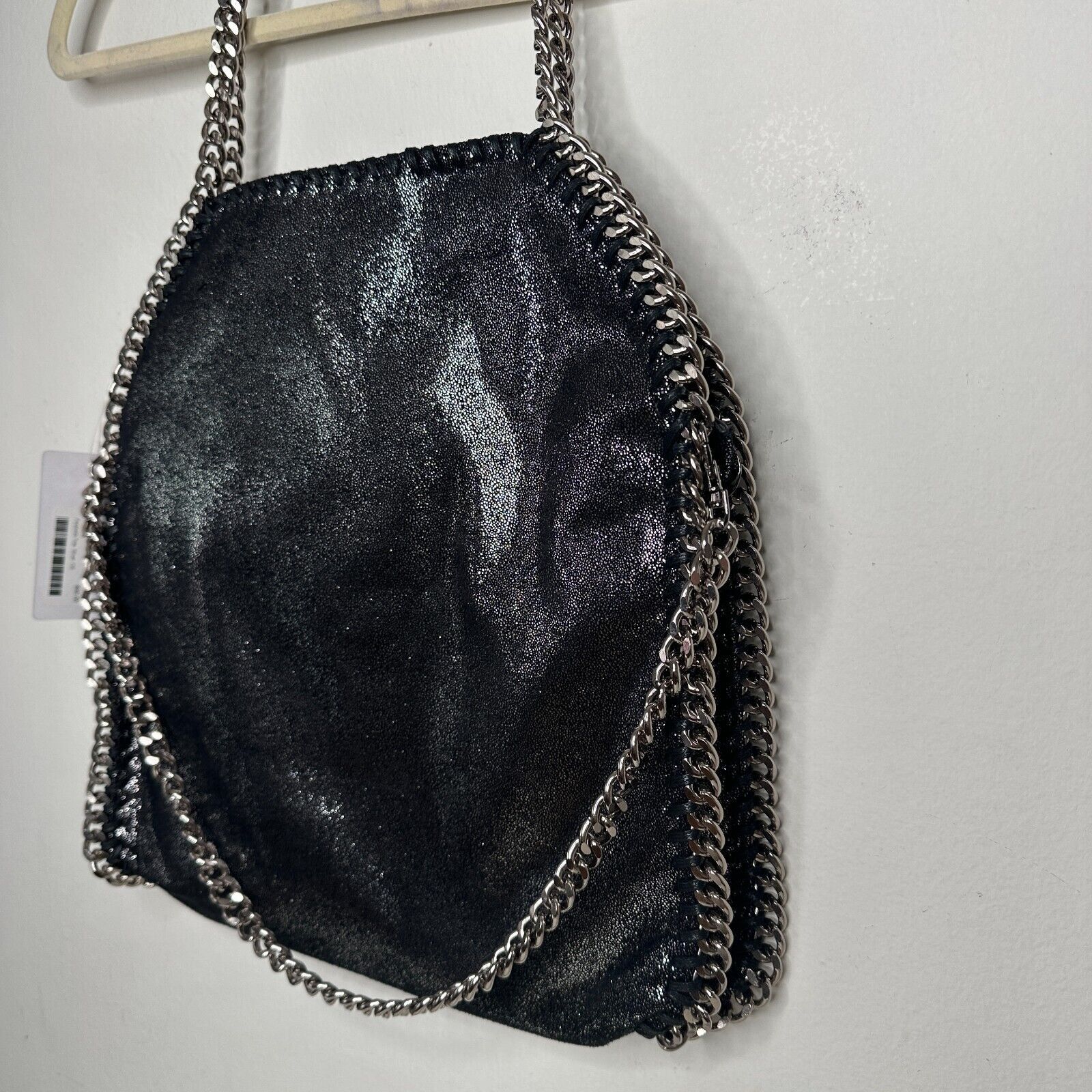 Other NWT Chic Fabella Tote Black Silver Chain Leatherette Zip Size ONE SIZE - 1 Thumbnail