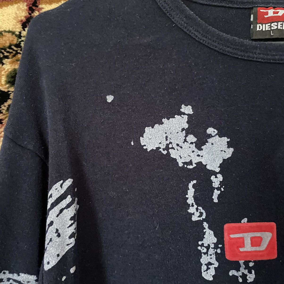 Diesel × Vintage Rare Vintage Diesel Long Sleeve Tee Centre Logo Y2K style Size US L / EU 52-54 / 3 - 5 Thumbnail