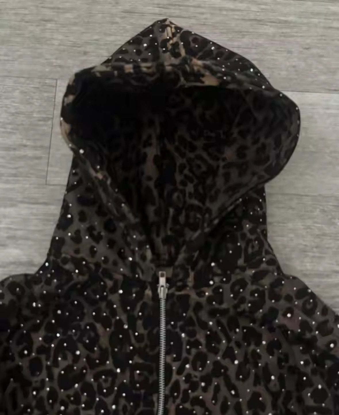 Other Fashion Punk Y2K Leopard Print Rhinestone Tracksuit Hoodies Size S / US 4 / IT 40 - 2 Thumbnail
