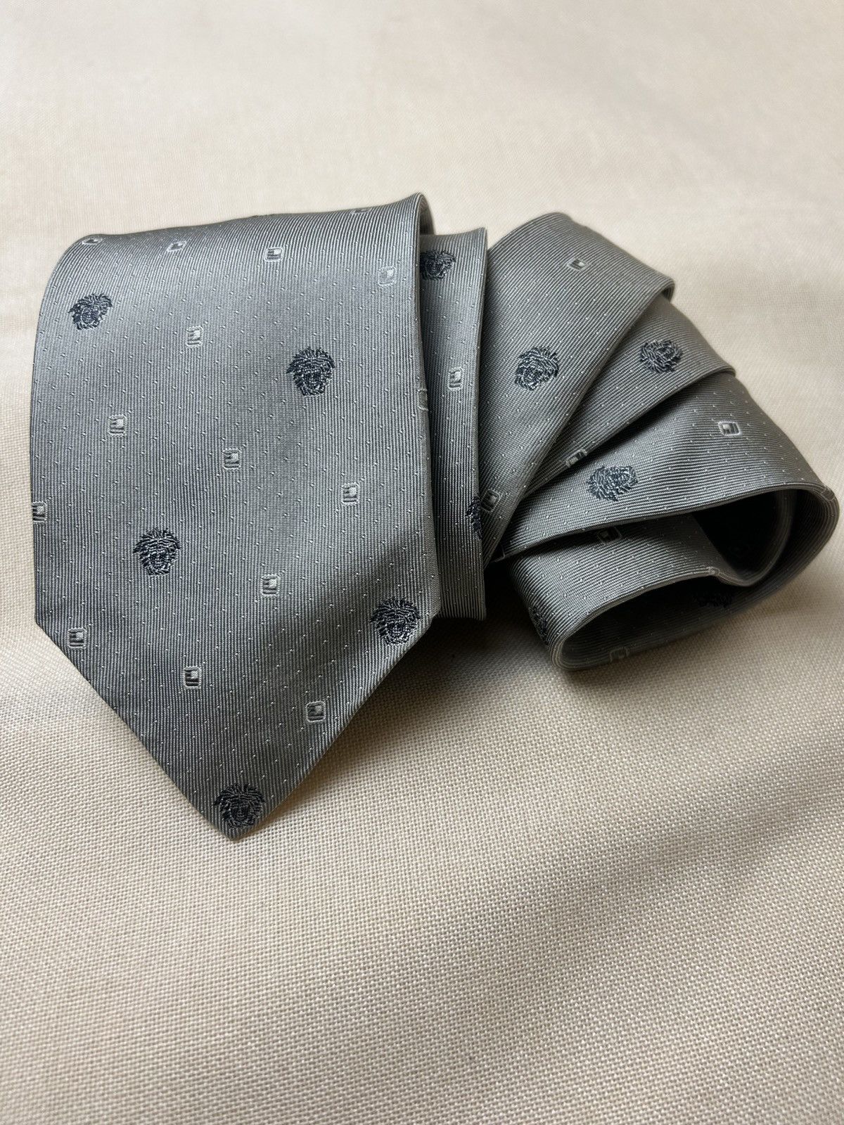 Versace Versace Medusa silver Silk Mens Tie Size ONE SIZE - 2 Thumbnail