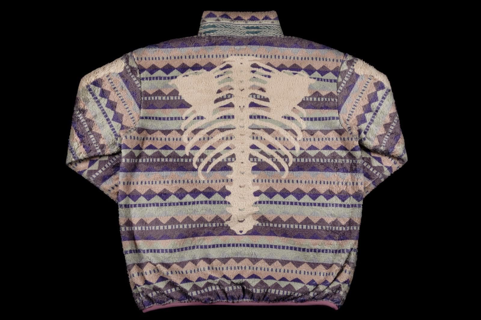Kapital Kapital Ashland Stripe Bone Pattern Fleece Zip Blouson Size US XL / EU 56 / 4 - 2 Thumbnail