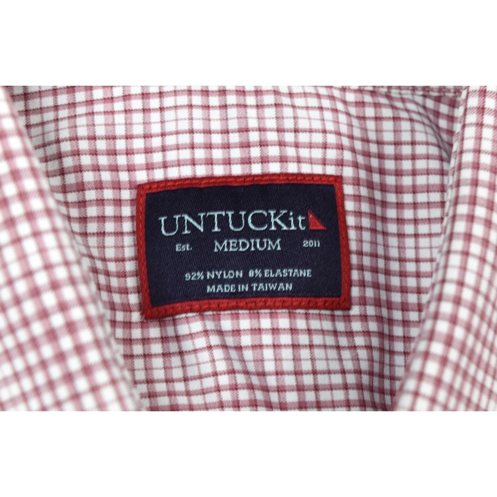 UNTUCKit UNTUCKit Beckman Shirt Mens Medium Red Plaid Nylon Stretch Button-Up Regular Fit Size US M / EU 48-50 / 2 - 6 Thumbnail