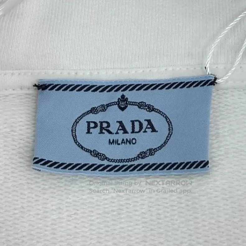 Prada Prada White triangle patch zipper hoodie Size US XL / EU 56 / 4 - 5 Thumbnail