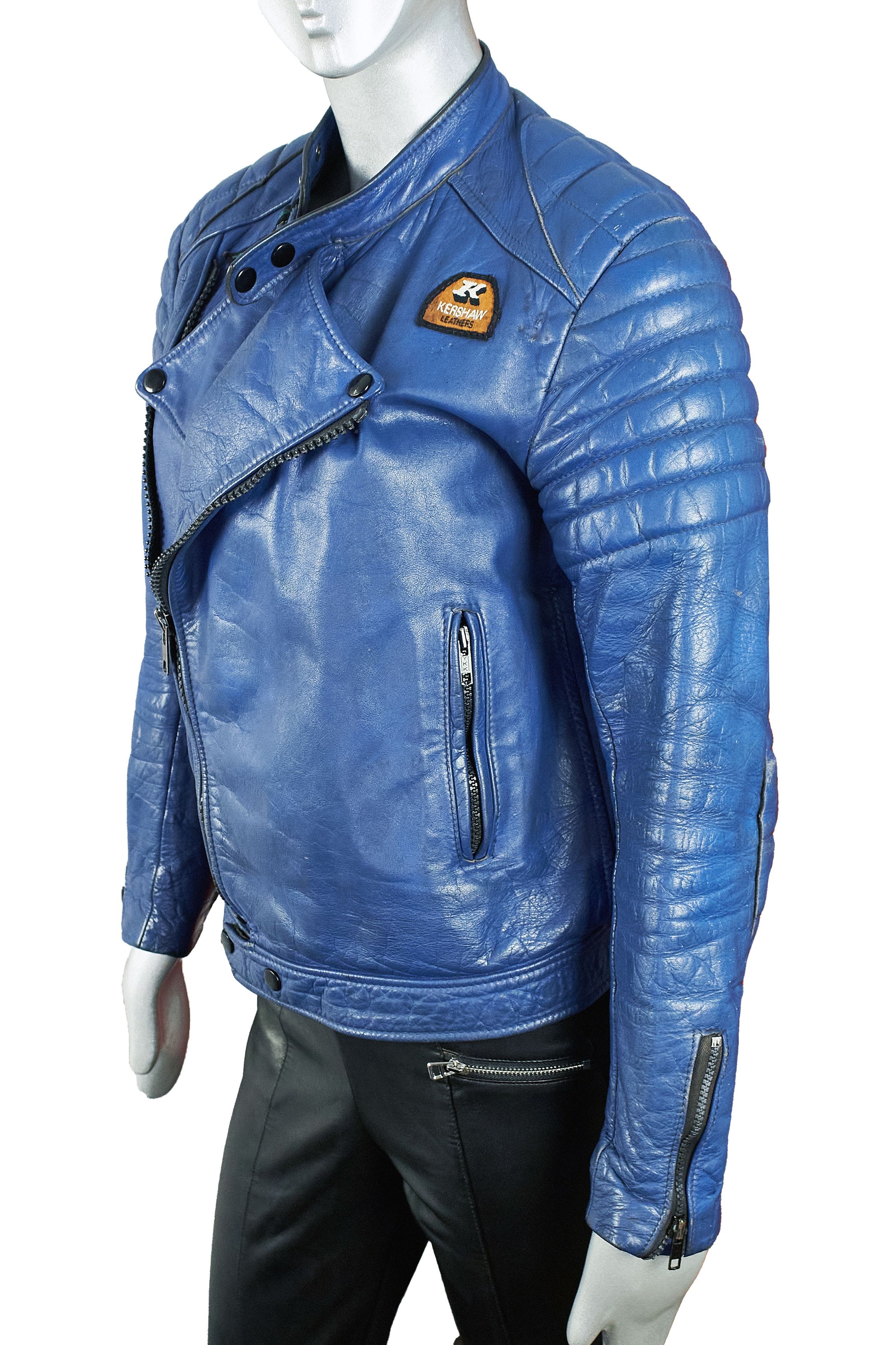 Vintage Rare Vintage 70s Kershaw Leather Blue Biker Jacket Size S / US 4 / IT 40 - 7 Thumbnail