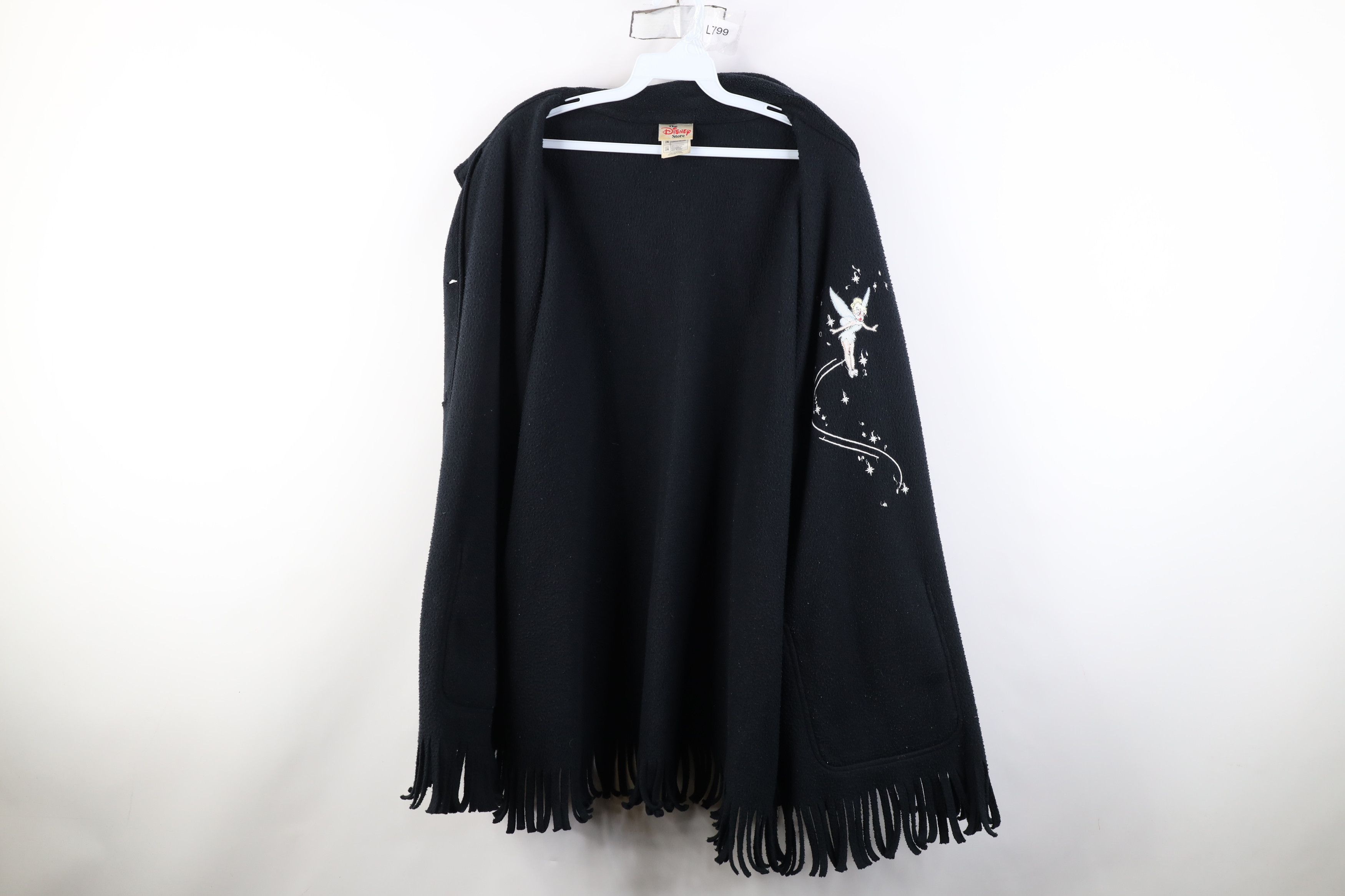 Disney Vintage 90s Disney Tinker Bell Fringed Fleece Jacket Black Size XXL / US 16-18 / IT 52-54 - 11 Thumbnail
