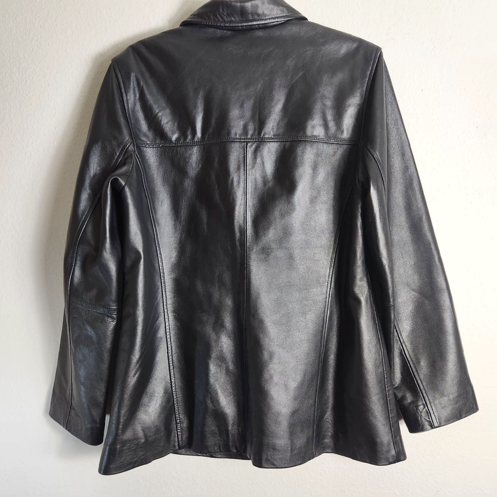 Vintage VINTAGE Sonoma Women's Coat Leather Buttonfront Black M Size M / US 6-8 / IT 42-44 - 6 Thumbnail