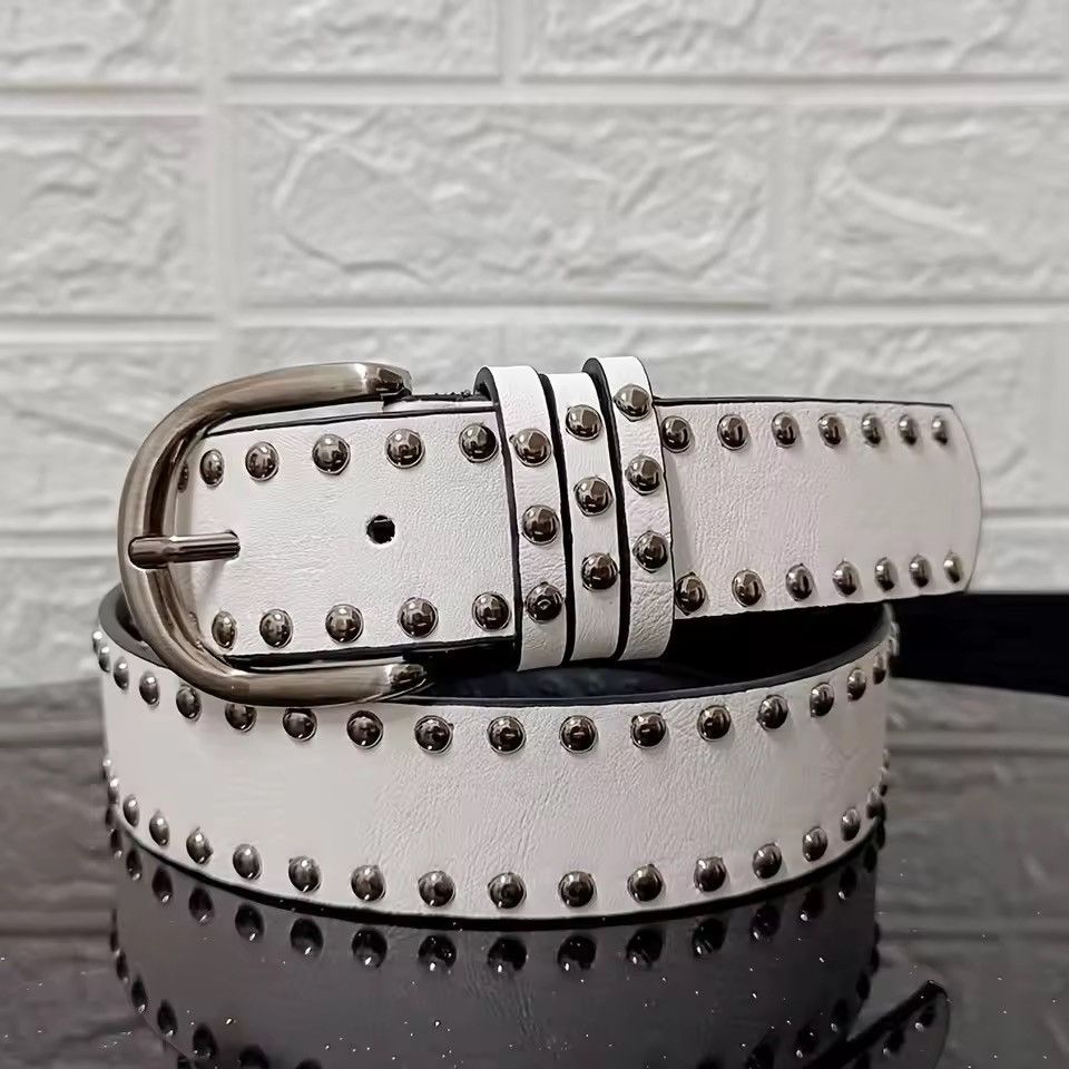 Japanese Brand Punk Rock Studded PU Leather Belt Size 32 - 3 Thumbnail