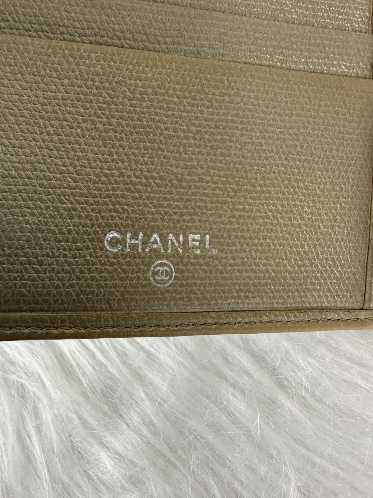 Chanel Chanel Tan/ Beige Caviar Leather Designer Slim Bifold Wallet Size ONE SIZE - 6 Thumbnail