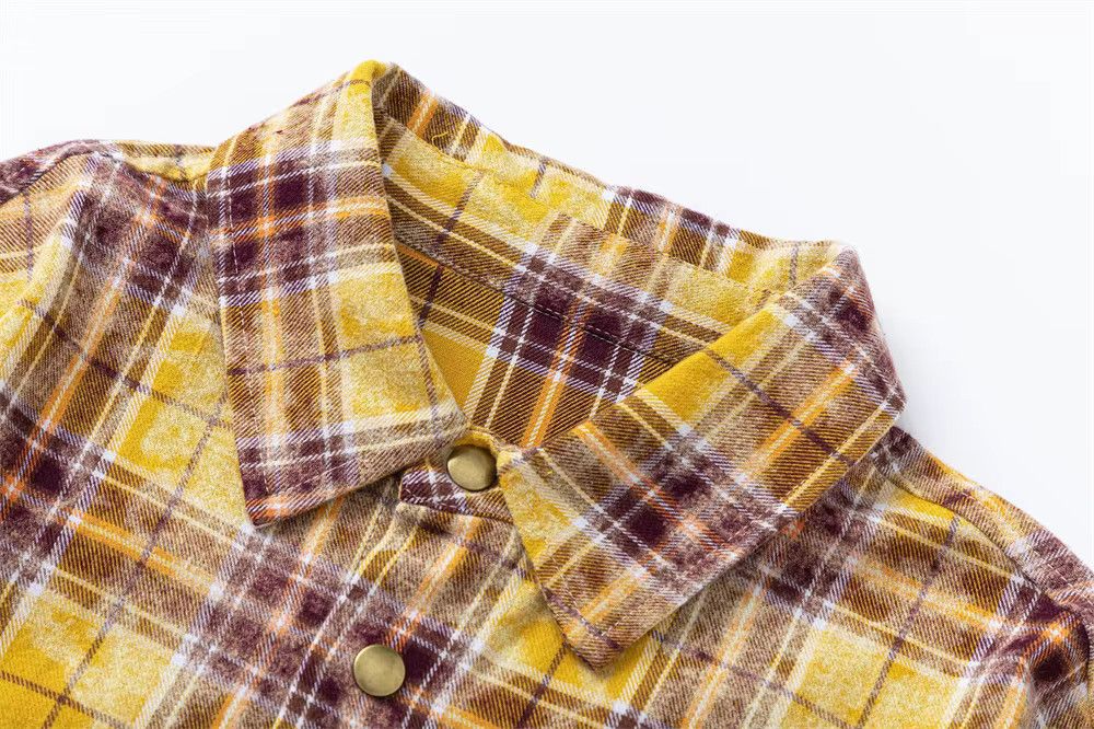 Pocket Plaid Long Sleeve Vintage Streetwear Shirt