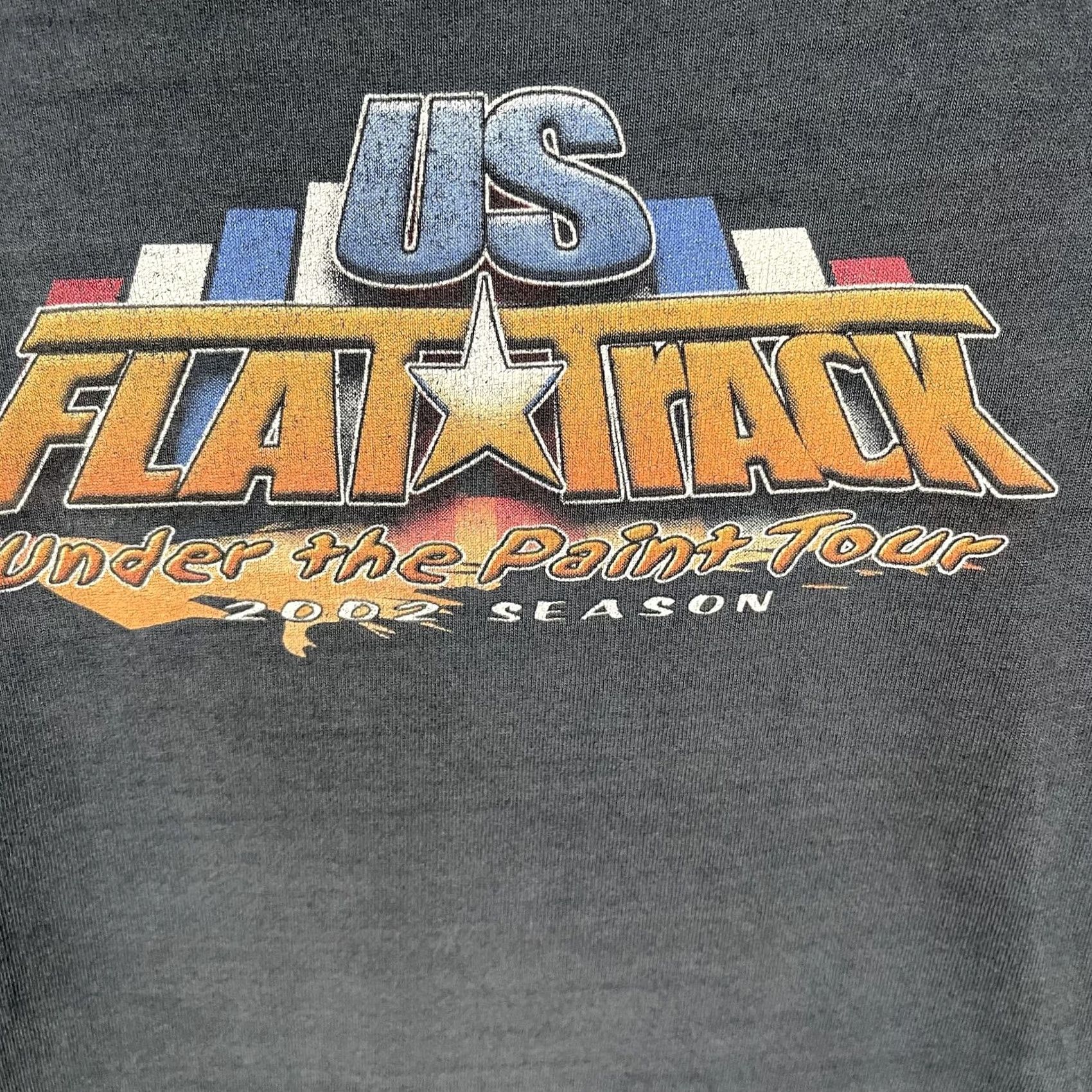 Fruit Of The Loom VINTAGE Fruit of the Loom Shirt Mens L Black US Flat Track 2002 Motorcycle Racing Graphic Print Double-Sided Crew Neck T-Shirt Size US L / EU 52-54 / 3 - 3 Thumbnail