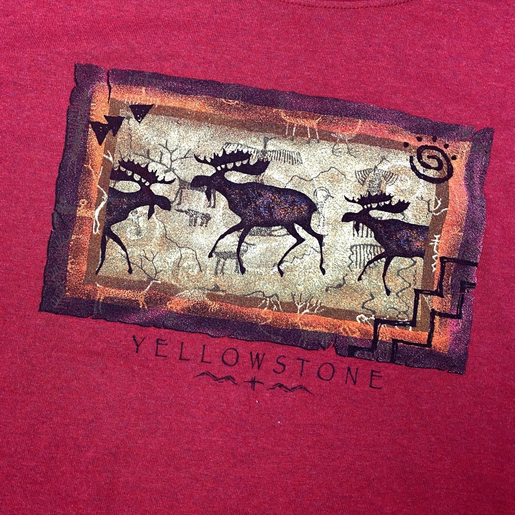 Vintage VINTAGE Eco Mountain Yellowstone National Park T Shirt Red L Unisex Adults 90s USA GORPCORE Bones? Size US L / EU 52-54 / 3 - 2 Thumbnail