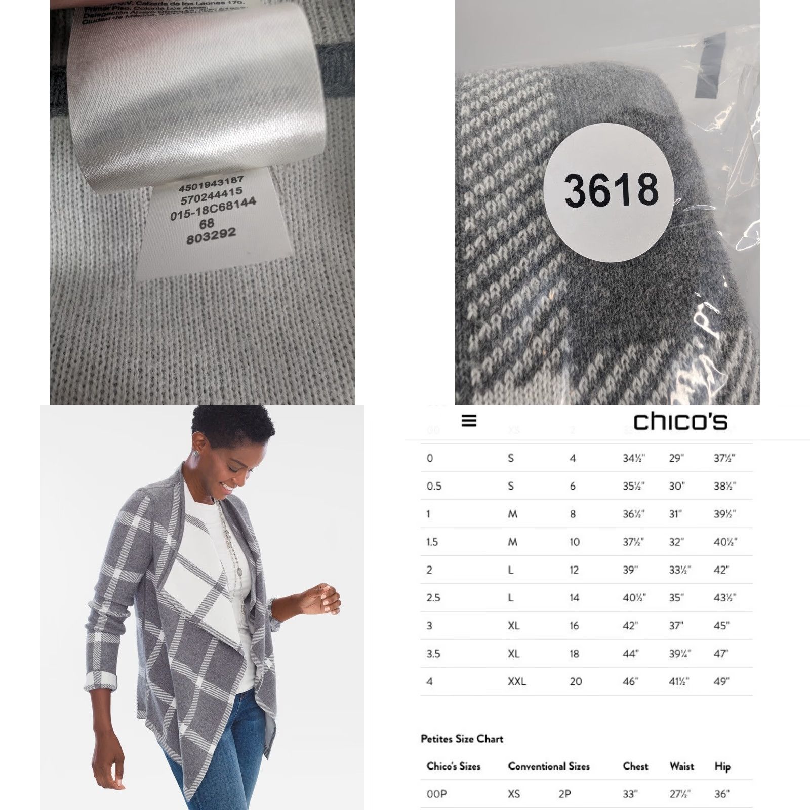 Vintage VINTAGE Chico’s Reversible Windowpane-Print Drape Open Cardigan Size 1 Grey 570244415 Size M / US 6-8 / IT 42-44 - 8 Thumbnail