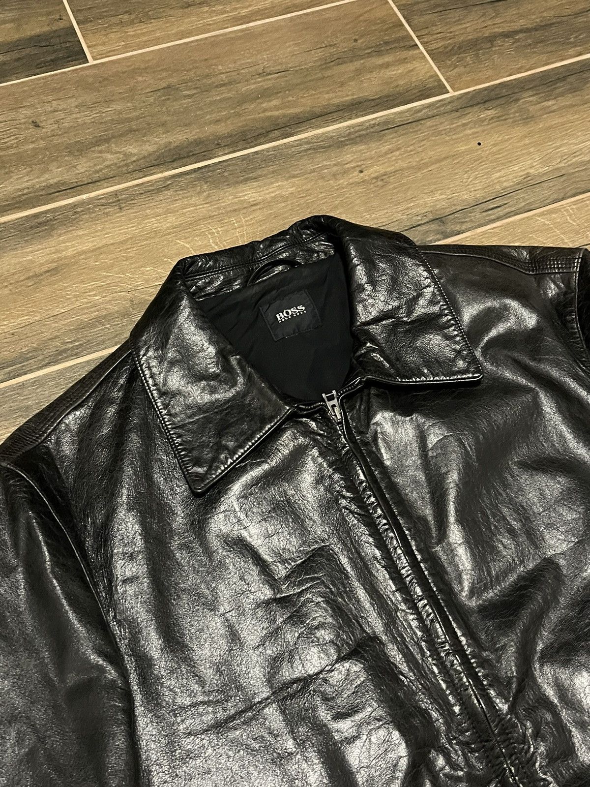 Vintage HUGO BOSS Men's Navy Silk Bomber Jacket Size 52