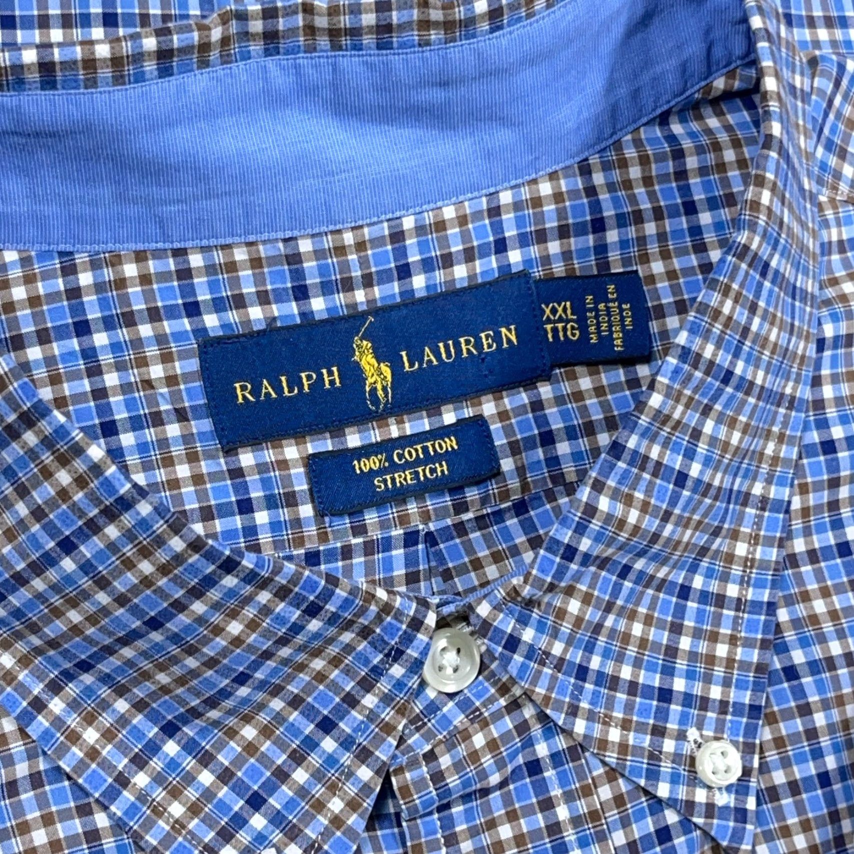 Polo Ralph Lauren Polo Ralph Lauren Shirt Men 2XL Blue Plaid Button-Front Stretch Cotton Casual Dress Shirt Size 48R - 5 Thumbnail