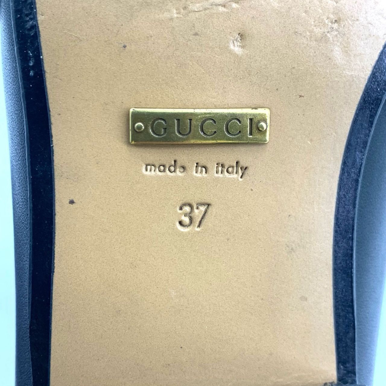 Gucci Gucci Womens Black Leather Loafers Size 37 Square Toe With P Size US 7 / IT 37 - 5 Thumbnail