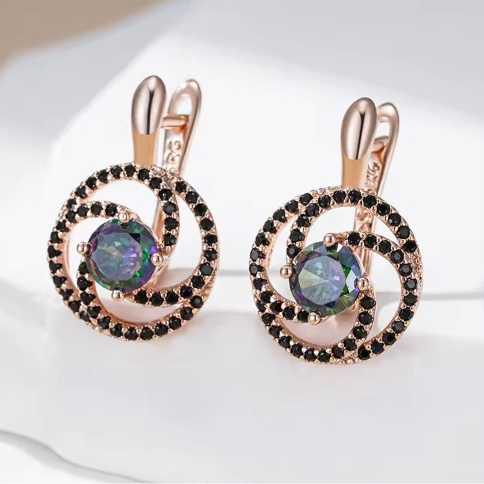 Other 585 Rose Gold Color Drop Earrings for Women Shiny Colourful Size ONE SIZE - 5 Thumbnail