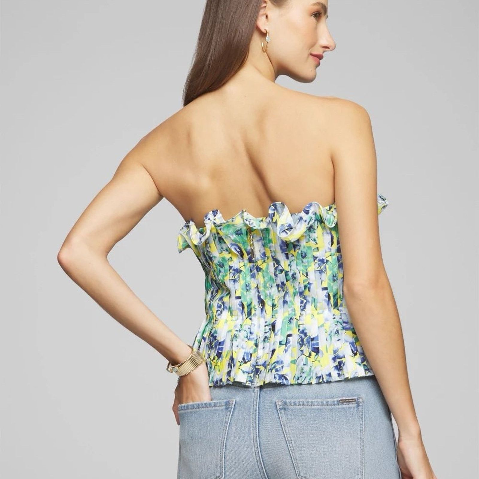 White House Black Market white house black market pleated floral bustier top Size M / US 6-8 / IT 42-44 - 3 Thumbnail