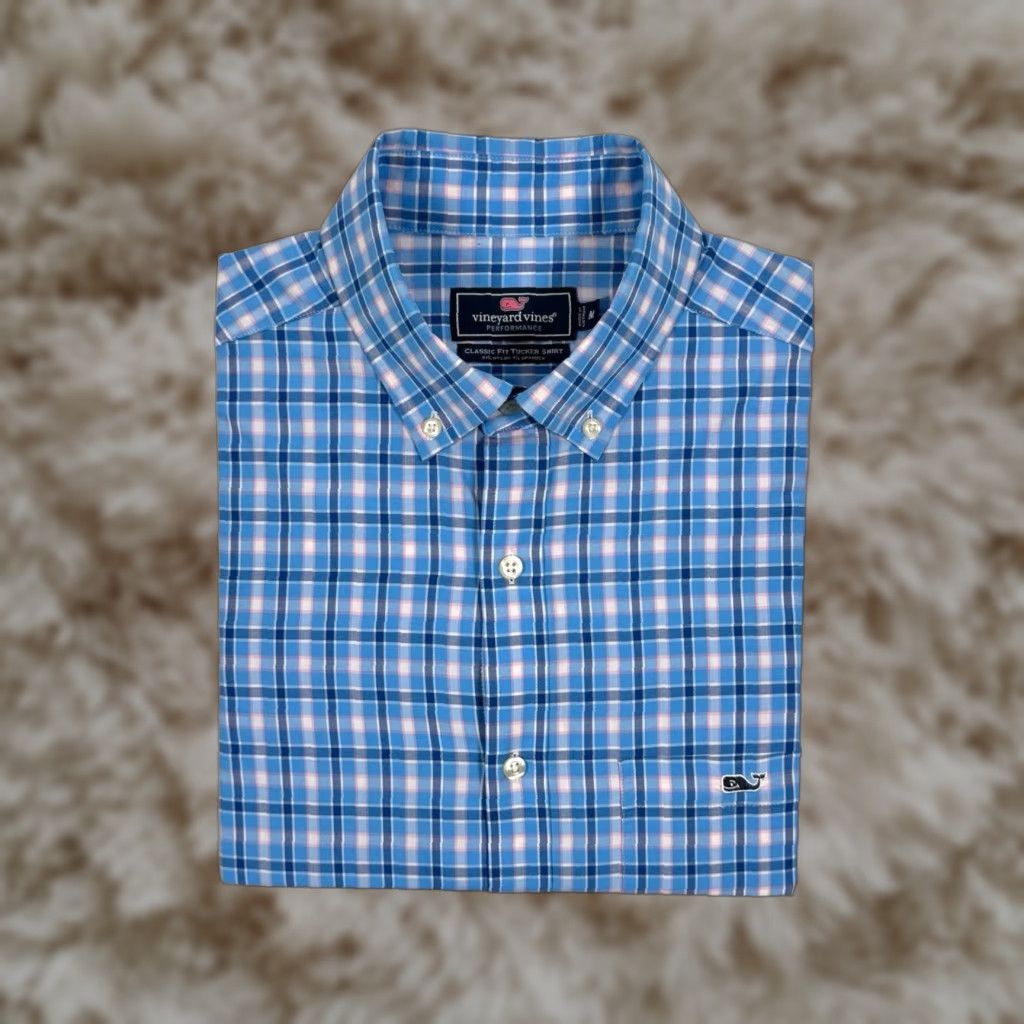 Vineyard Vines Button-Down Shirt Mens M • LOT OF 3 • Performance • Plaid • Long Sleeve • Button-Up • Casual Travel • Multicolor • Regular Size
