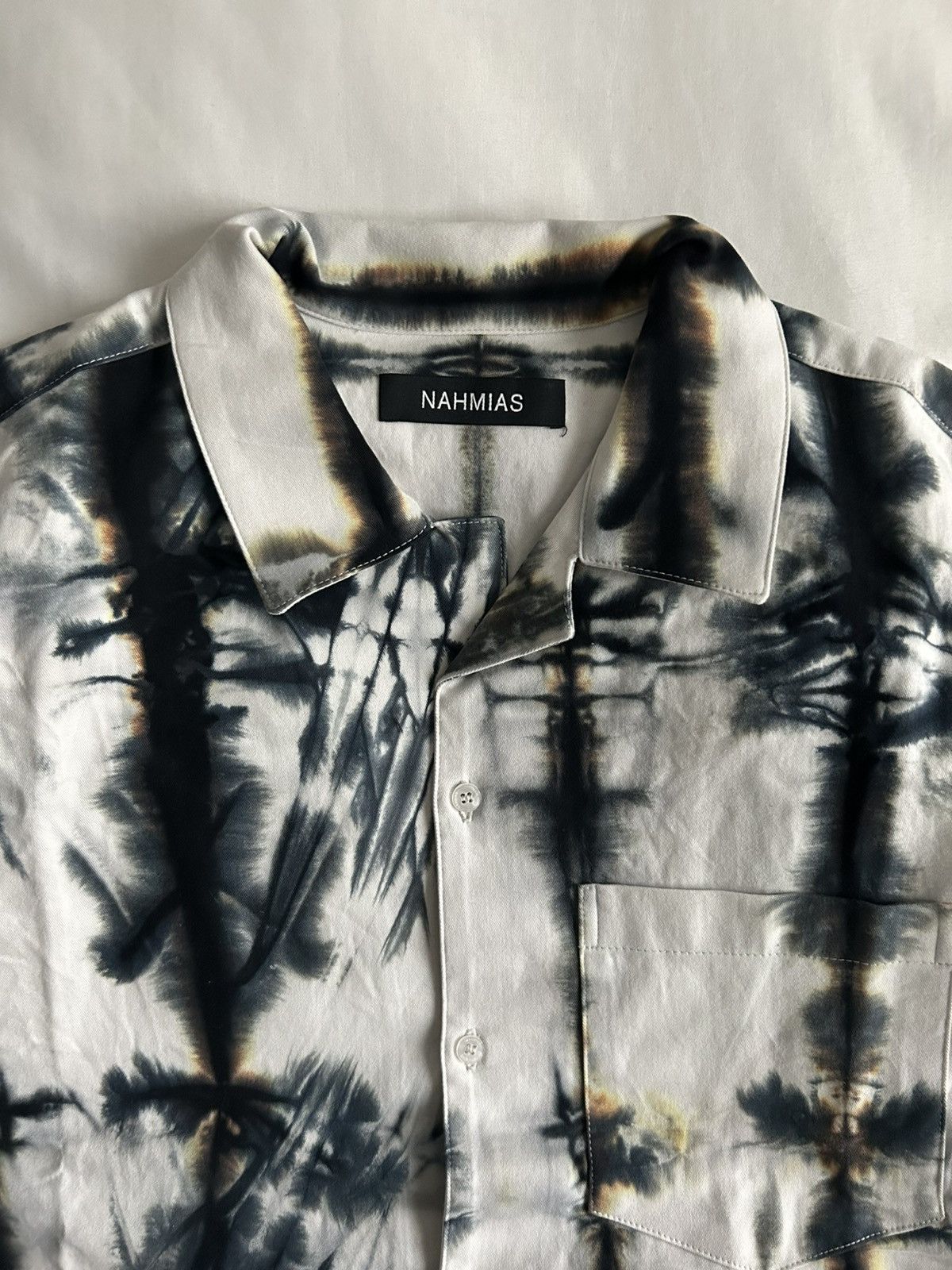 Nahmias Nahmias White Tie Dye Print Shirt All Over AOP Short Sleeve Size US M / EU 48-50 / 2 - 3 Thumbnail