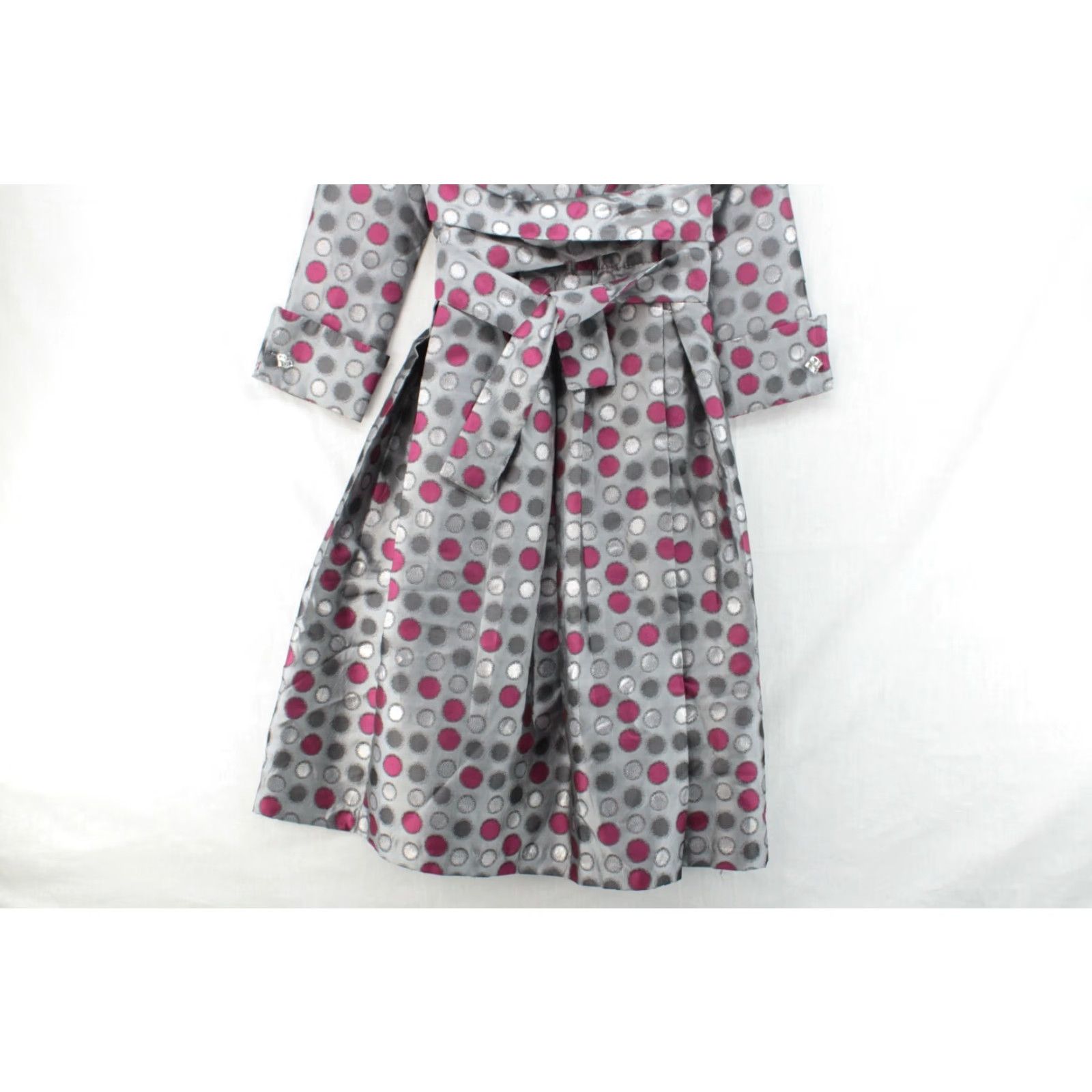 Vintage VINTAGE Dorinda Clark Cole Rose Collection Silver Party Dress Polka Dot Knee Length Lined Satin Belted Bow Shoulder Pads Womens Size 10 Size L / US 10 / IT 46 - 5 Thumbnail