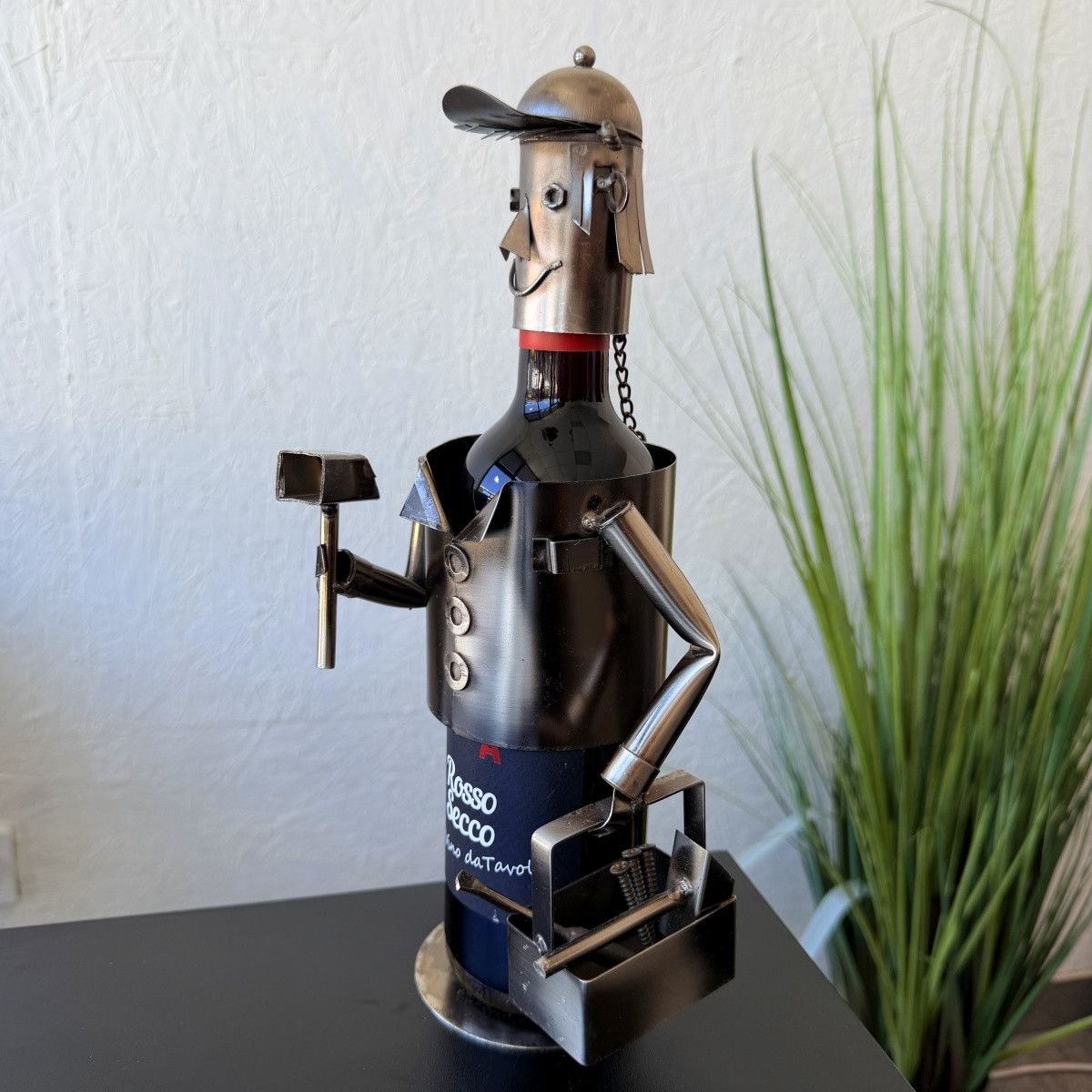 Vintage Vintage Metal Builder Wine Bottle Holder Stand Sculpture Size ONE SIZE - 1 Thumbnail