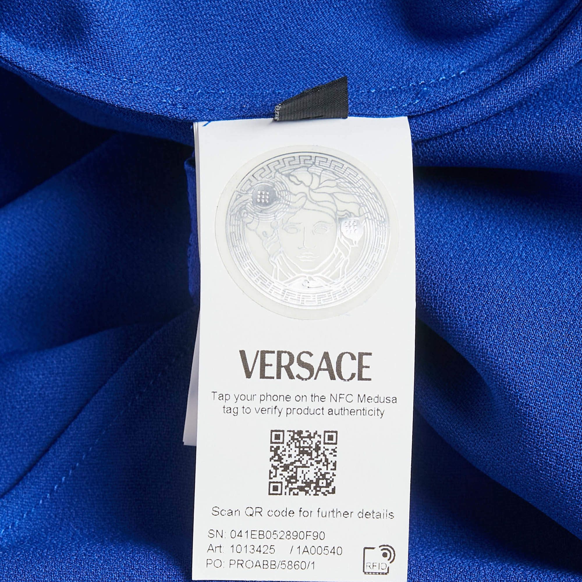 Versace Versace Blue Barocco Lace Satin Silk Cowl Neck Slip Dress S Size S / US 4 / IT 40 - 9 Thumbnail