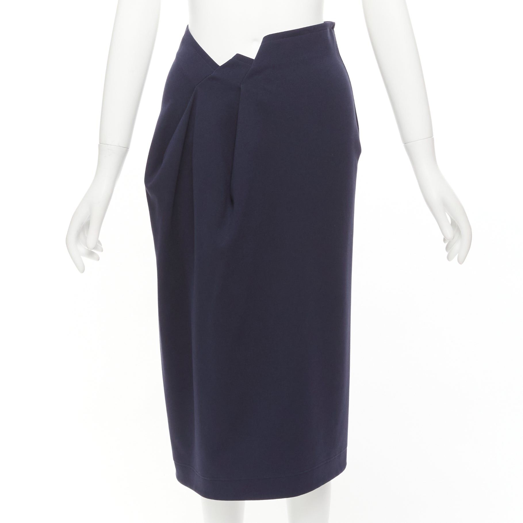 Jil Sander JIL SANDER navy asymmetric jagged cut out waistband skirt FR32 XXS Size 25" / US 0 / IT 36 - 1 Thumbnail