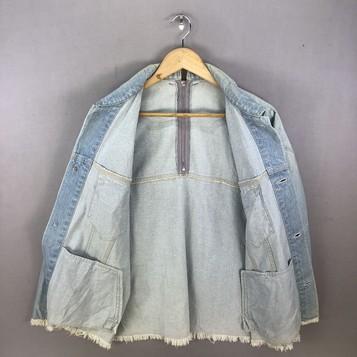 Japan Streetwear Distressed Faded Denim Jacket
