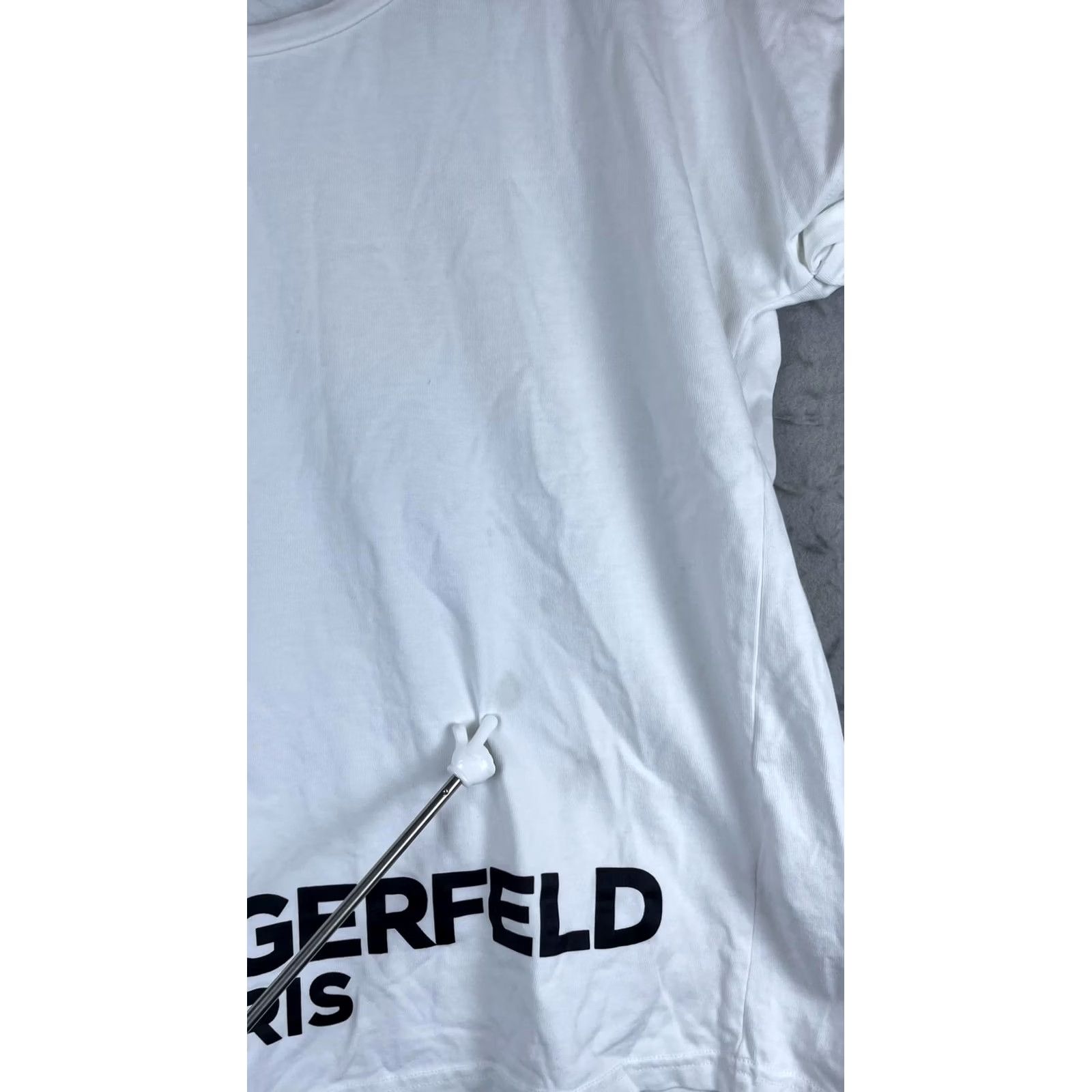 Karl Lagerfeld Karl Lagerfeld Paris Shirt Womens Small White Logo Graphic Roll Tab Tee Top Size S / US 4 / IT 40 - 3 Thumbnail