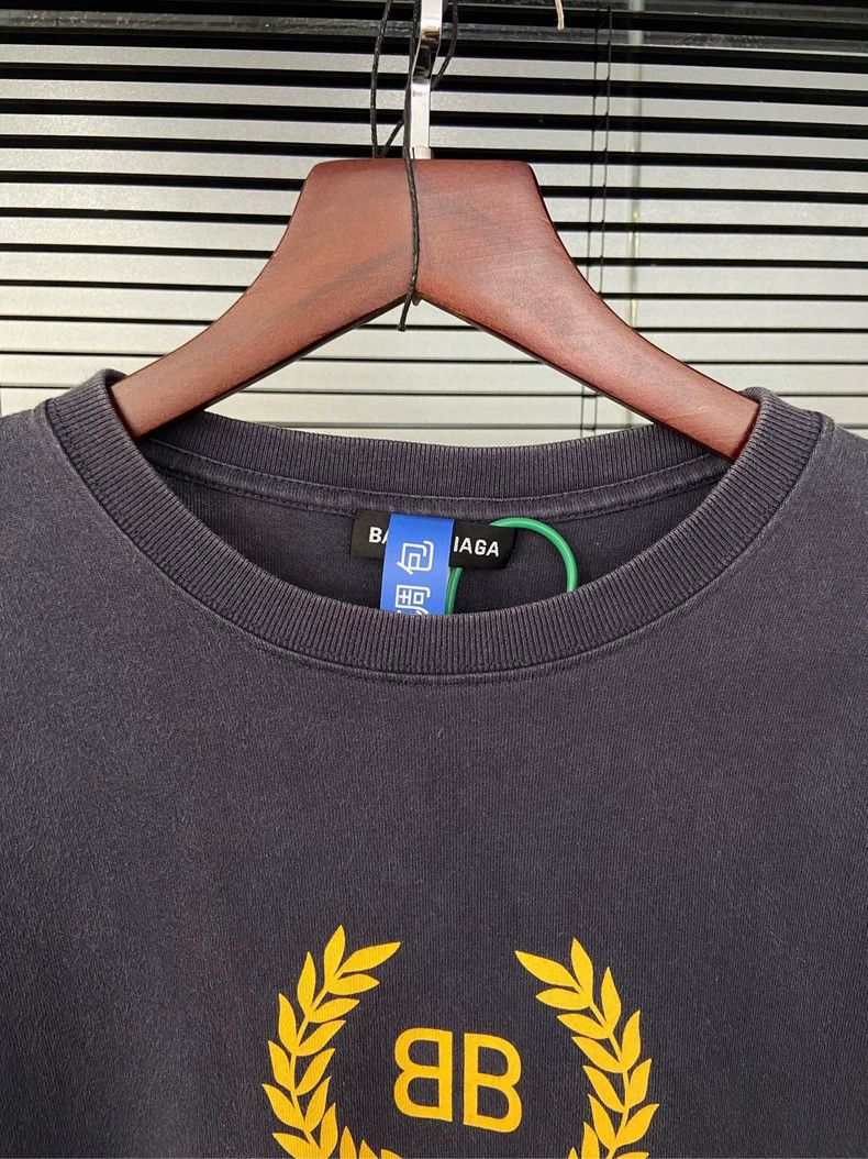 Balenciaga Balenciaga Wheat Ear and Letter Logo Navy Blue Short Sleev Size US S / EU 44-46 / 1 - 4 Thumbnail