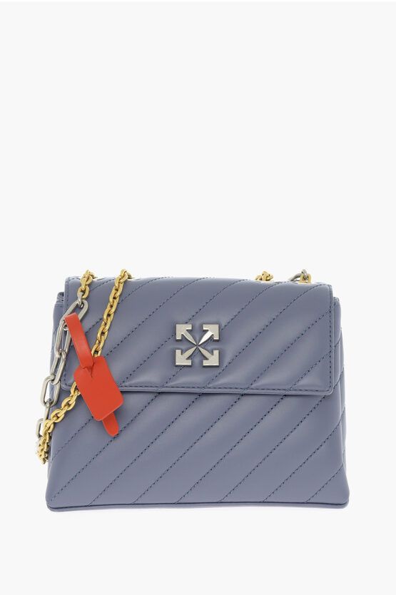 Off White Quilted Leather Jackhammer Bag With Chain Shoulder Strap in Grey, Women's