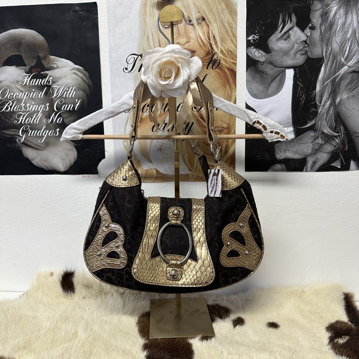 Vintage Vintage gold & brown shoulder bag Size ONE SIZE - 2 Thumbnail