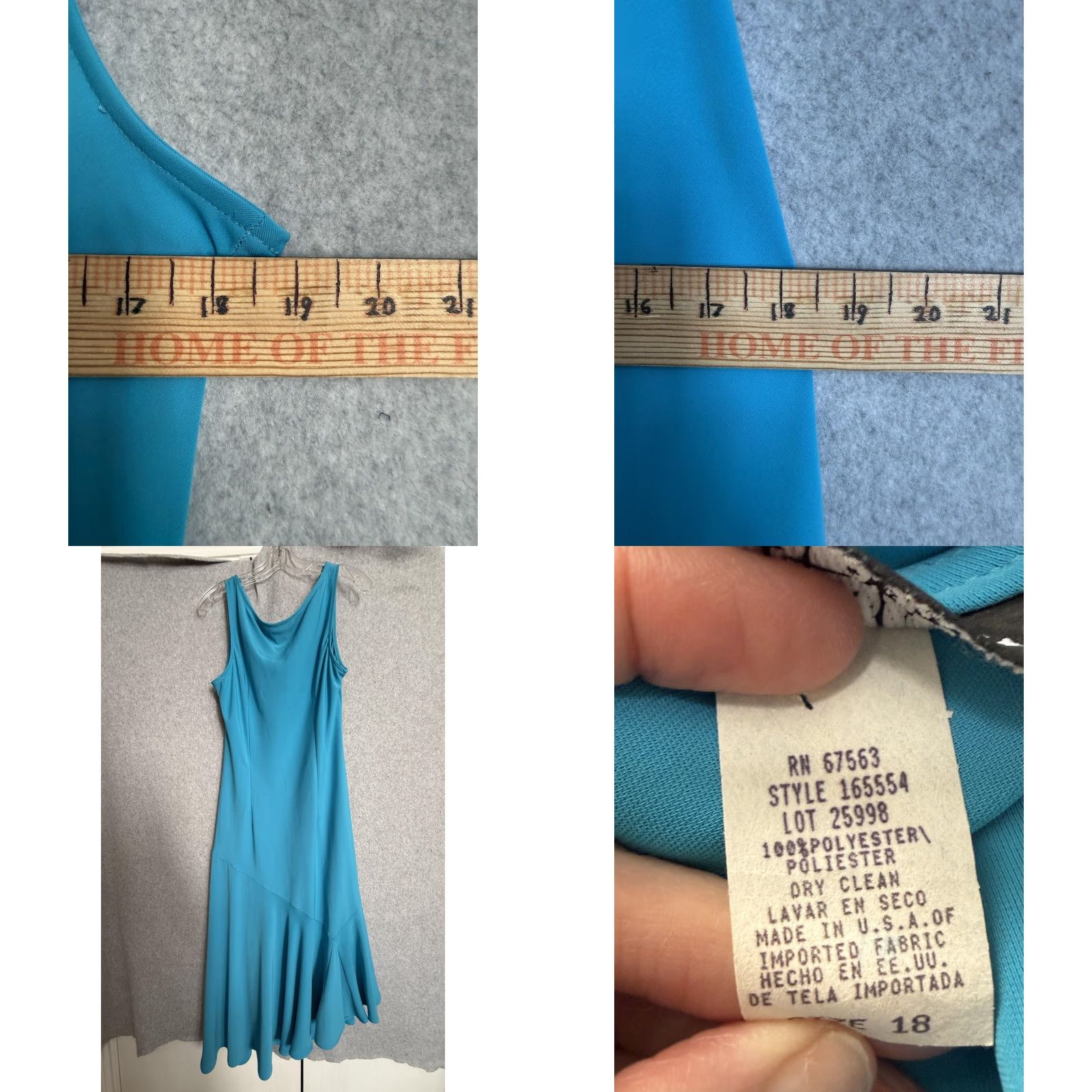 Vintage S.L. Fashions Dress Women 18 Blue Cowl Sleeveless Asym Hem Fit Flare Party Vintage: No Size XXL / US 16-18 / IT 52-54 - 8 Thumbnail