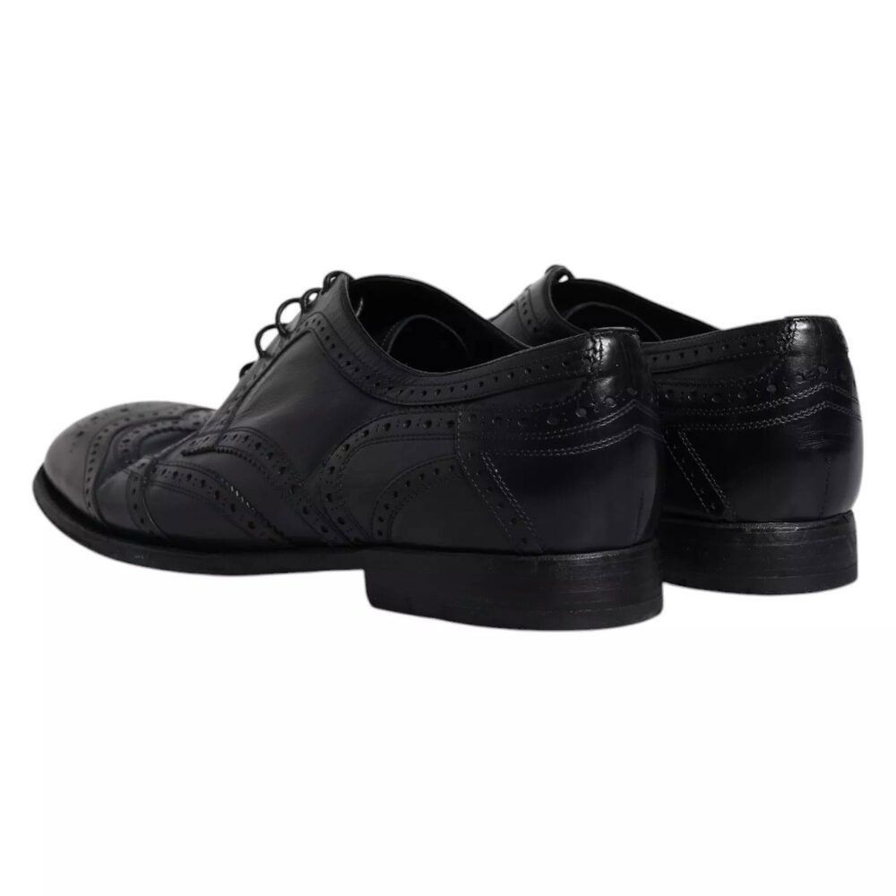 Dolce & Gabbana Dolce & Gabbana Dark Blue Leather Derby Wingtip Formal Shoes Size US 11 / EU 44 - 5 Thumbnail