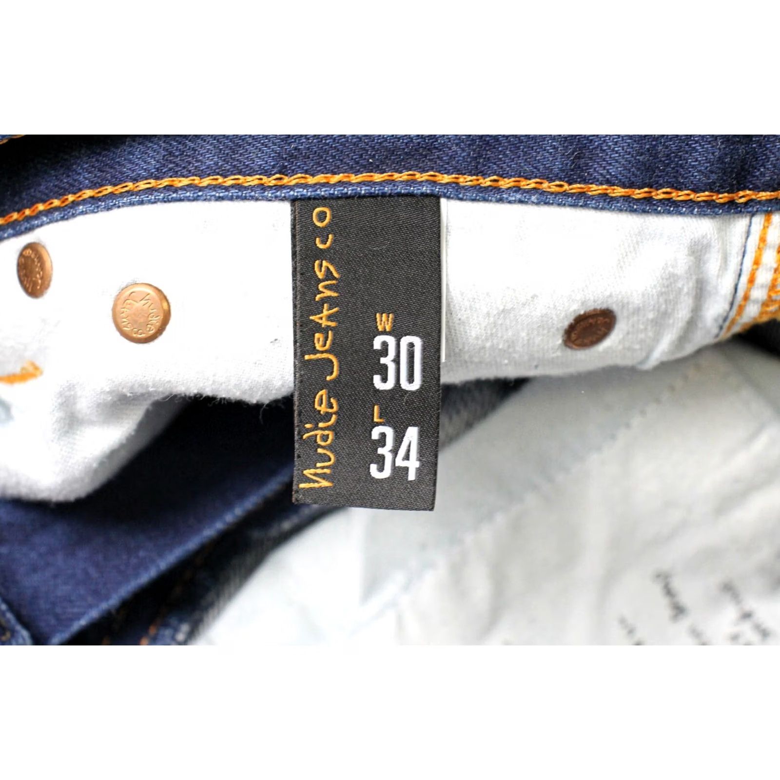 Vintage NUDIE Slim Jim Dry 46 Dips Jeans Men's W30/L34 Blue Denim Zip Fly Pocket Adjustable Slim style Regular Mens Size US 30 / EU 46 - 6 Thumbnail