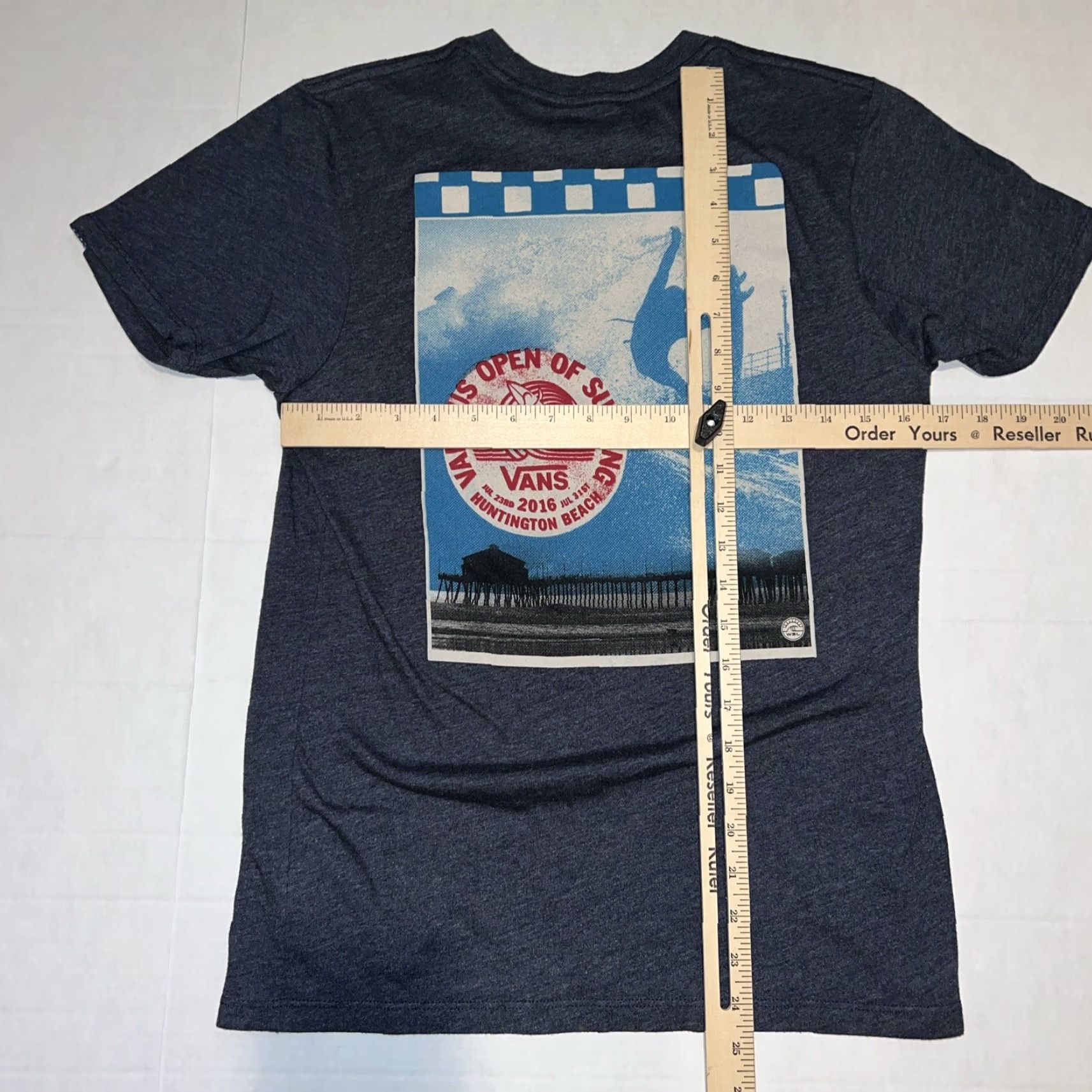 Vans VANS Shirt Men Small Blue 2016 WSL US Open of Surfing Huntington Beach CA Surfer Logo Crew Neck Short Sleeve Cotton Blend Knit Size US S / EU 44-46 / 1 - 7 Thumbnail