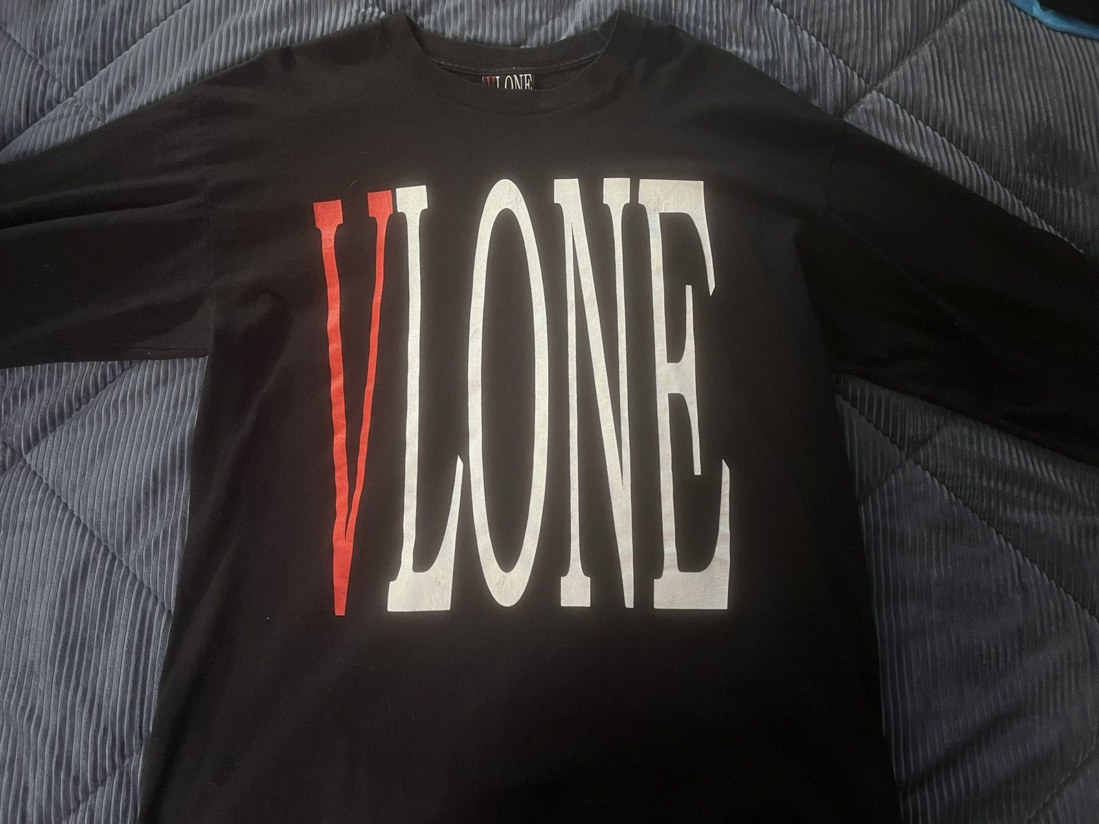 image of Vlone Reversible Long Sleeve T Shirt in Black, Men's (Size Large)