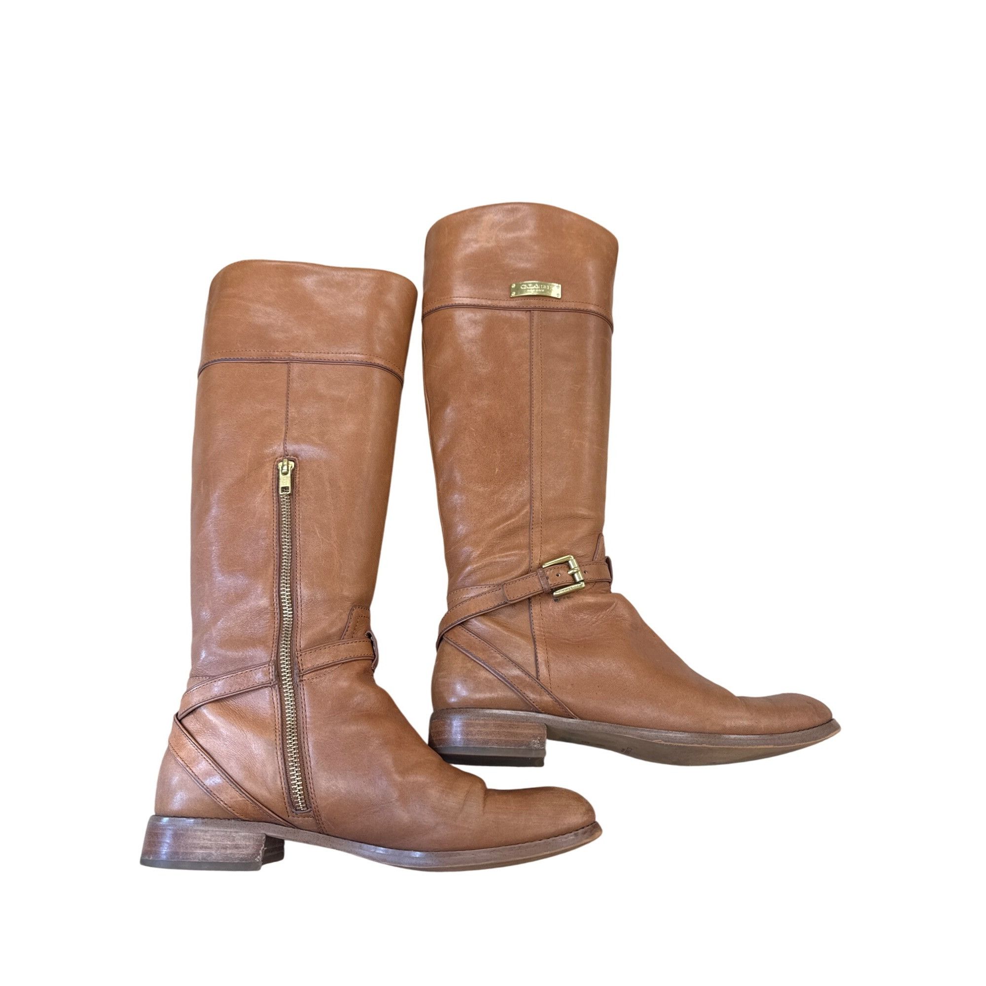Coach Coach Womens Brown Leather Riding Boots Size 8B SKU 7412 Size US 8 / IT 38 - 3 Thumbnail