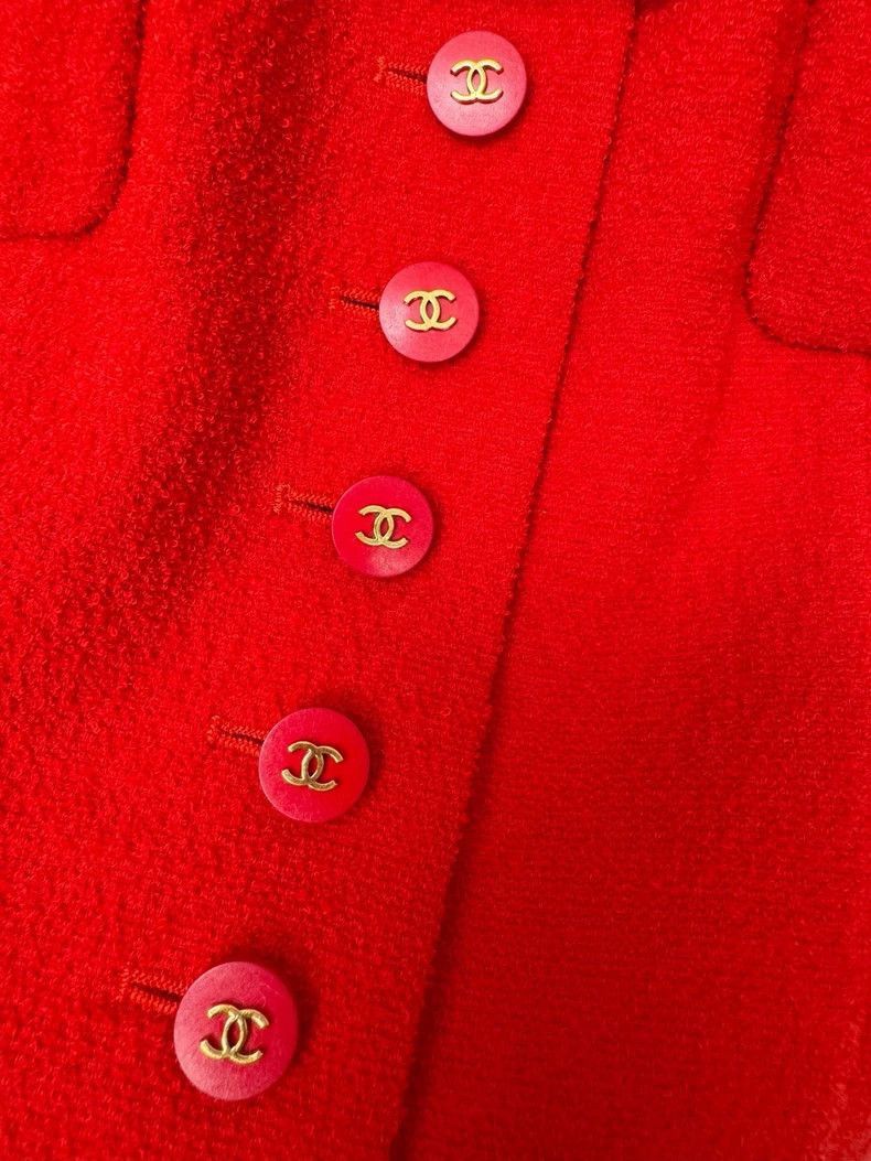 Chanel Chanel Red Short Sleeve Wool Top -2505 Size L / US 10 / IT 46 - 3 Thumbnail