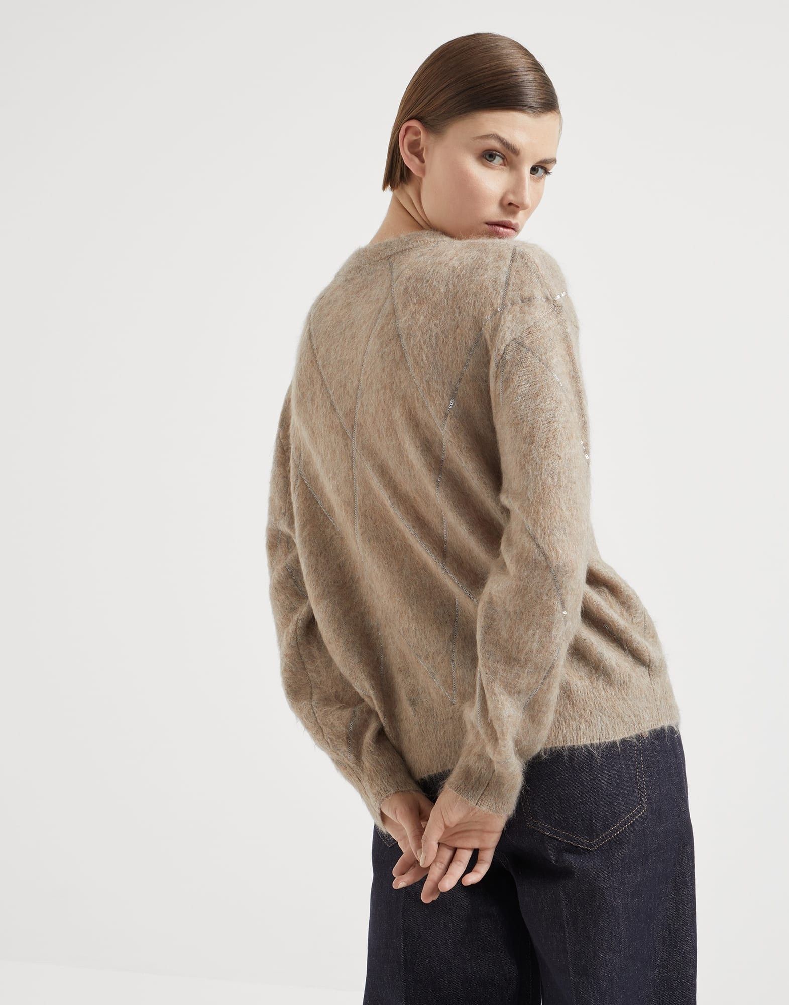 Brunello Cucinelli o1la1rc1a1025 Sweater in Beige Size M / US 6-8 / IT 42-44 - 2 Thumbnail