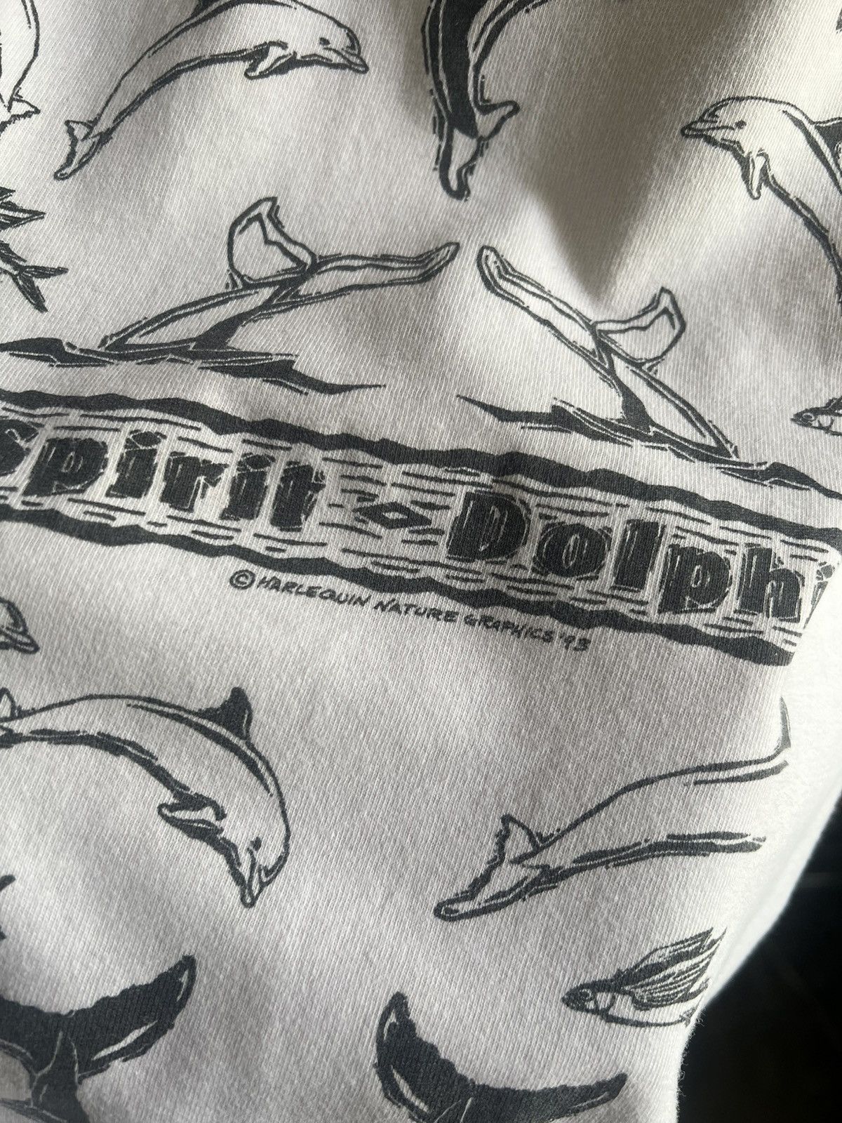 Arts & Science 1993 Dolphin Spirit Harlequin Nature Single Stitch AOP Tee Size US XL / EU 56 / 4 - 8 Thumbnail